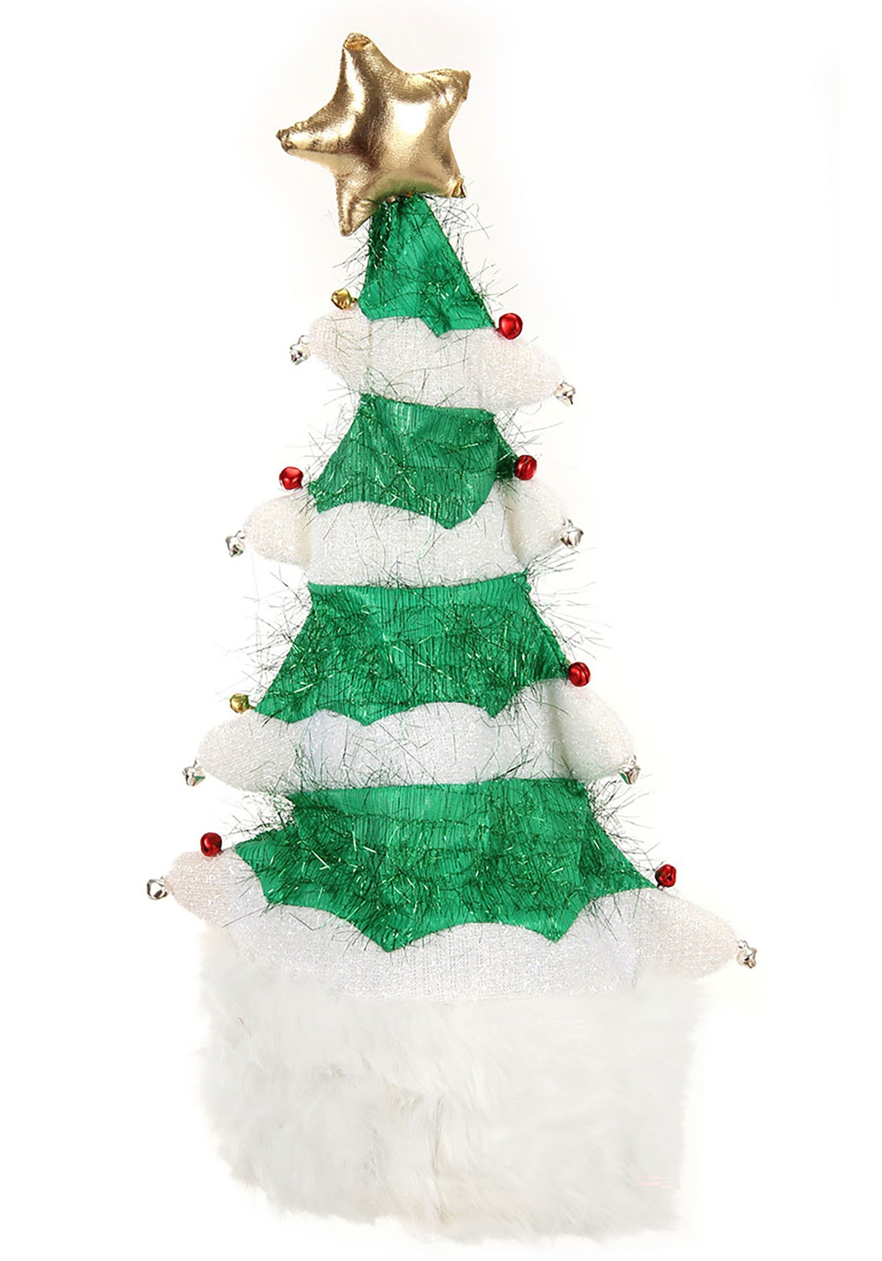 White Springy Christmas Tree Costume Plush Hat
