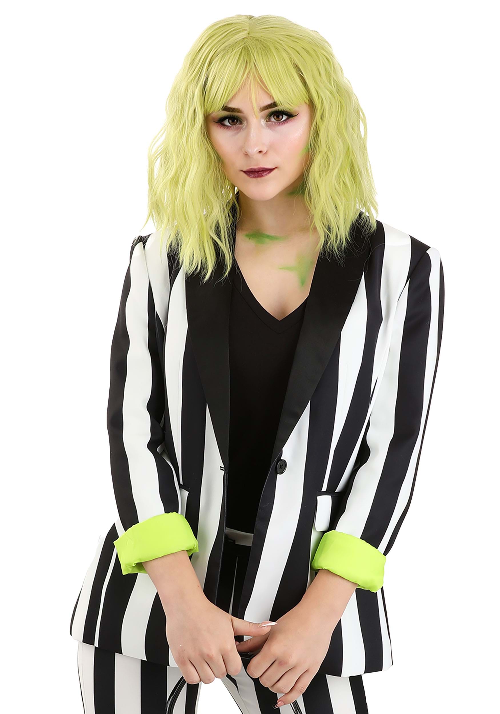 White and Black Stripe Blazer for Women
