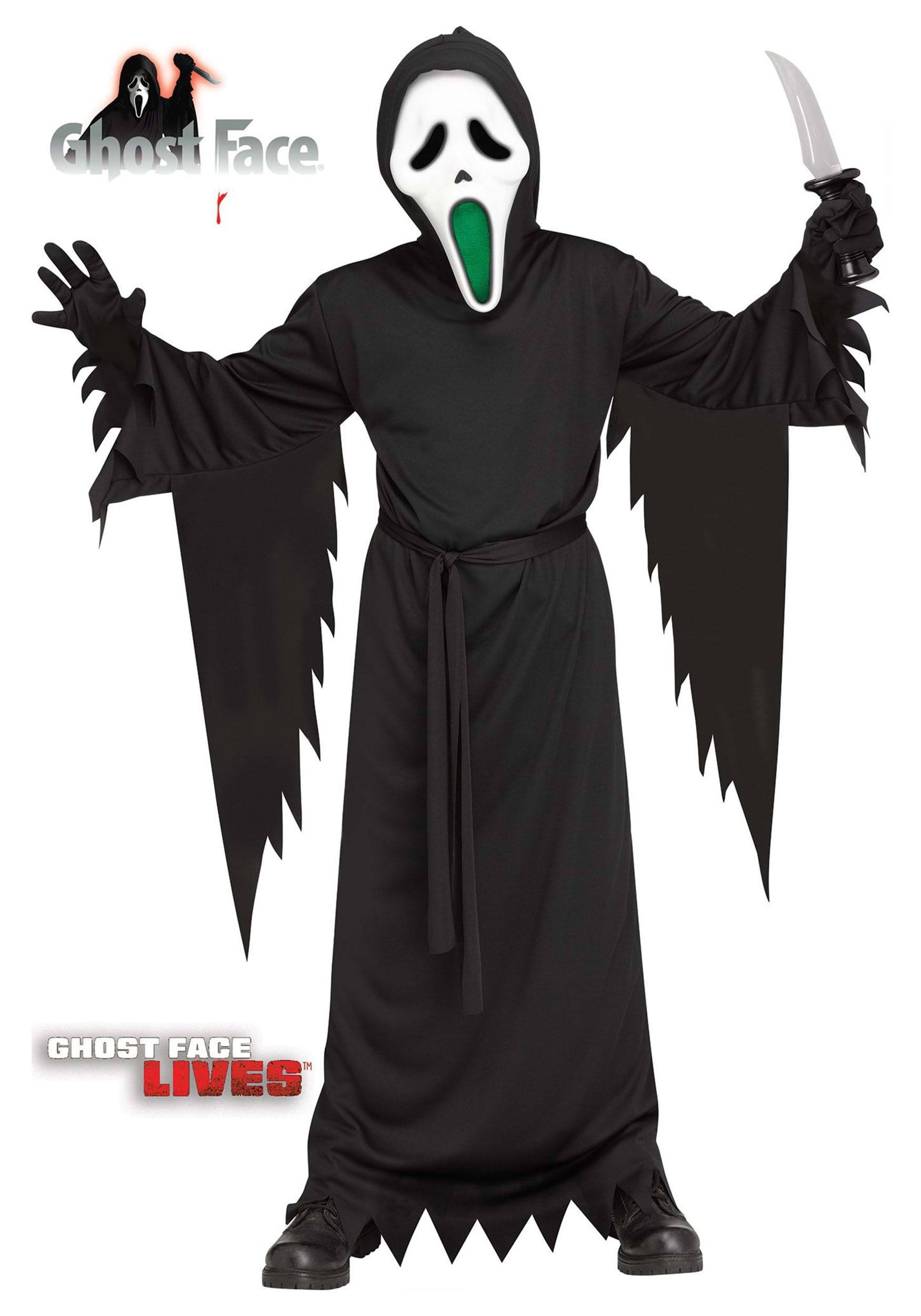 Kid's Light-Up Fade Mouth Ghost Face Costume 1 Kid's Light-Up Fade Mouth Ghost Face Costume