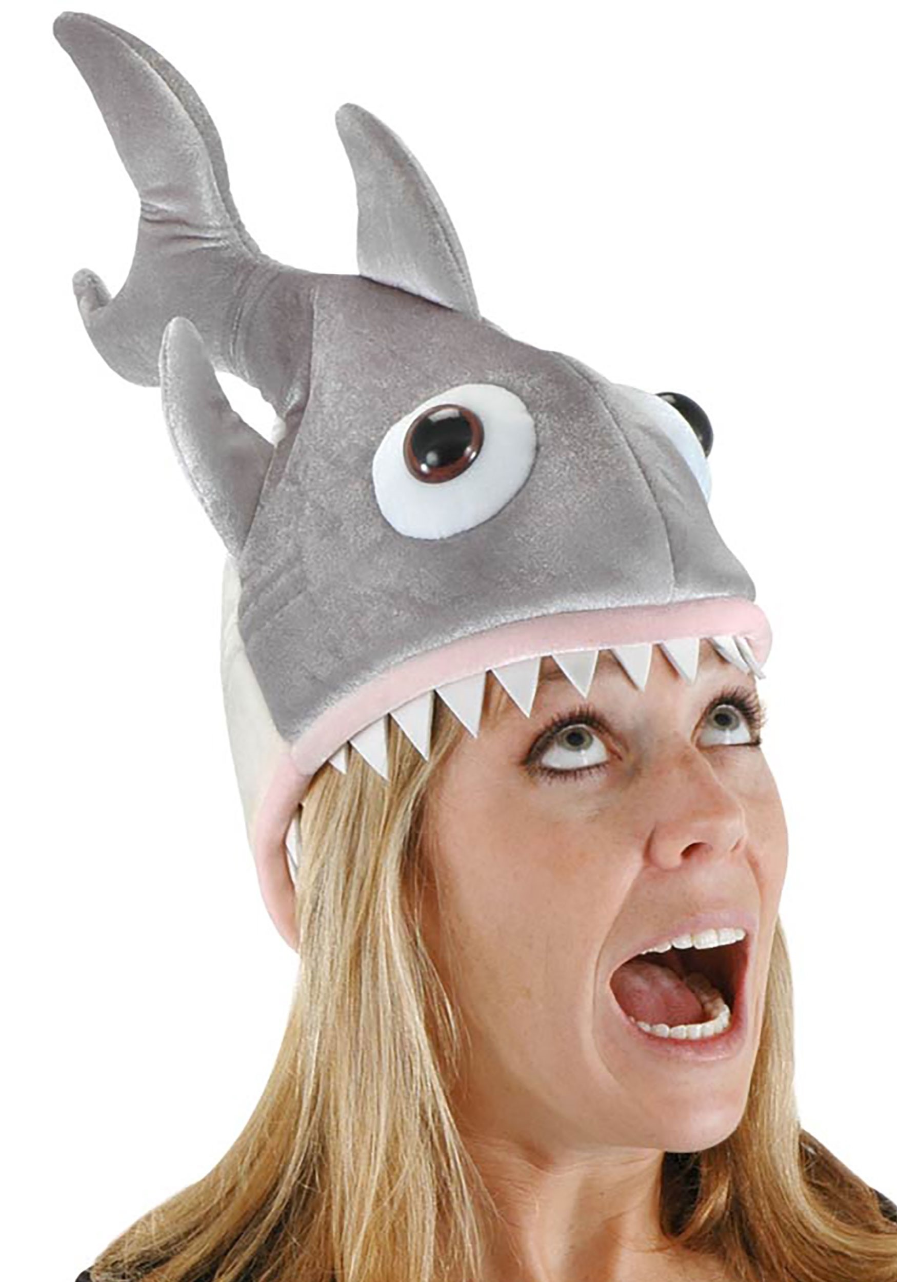 Deluxe Grey Shark Bite Costume Plush Hat