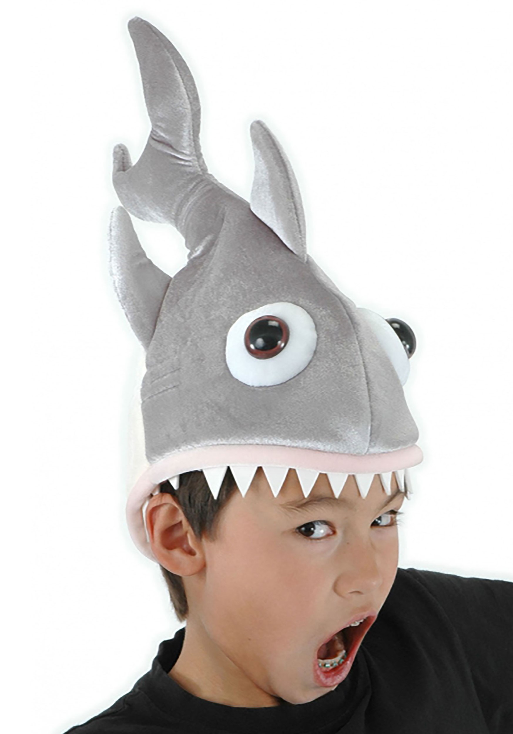 Deluxe Grey Shark Bite Costume Plush Hat
