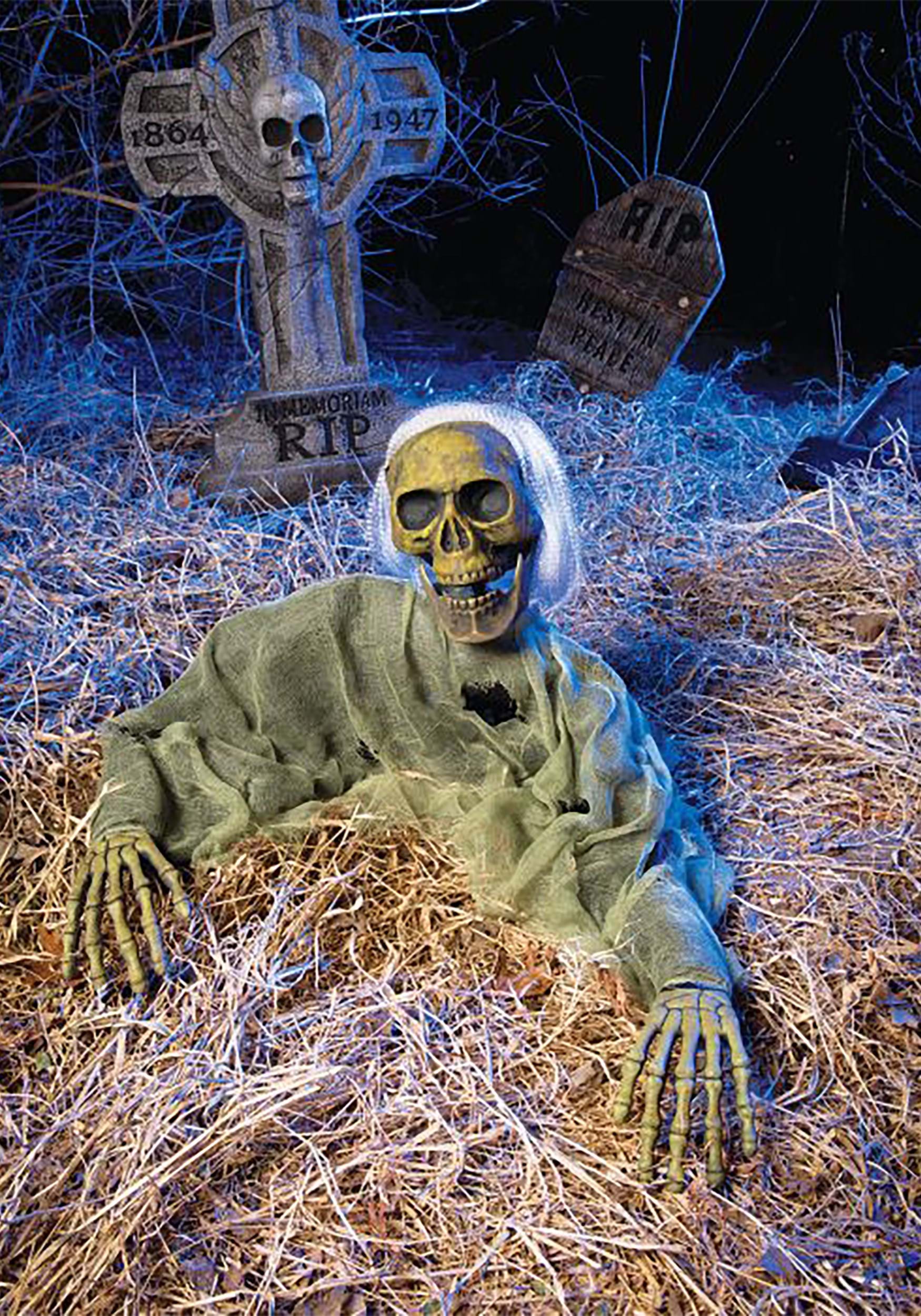 45-Inch Grave Breaker Moss Skeleton Decoration