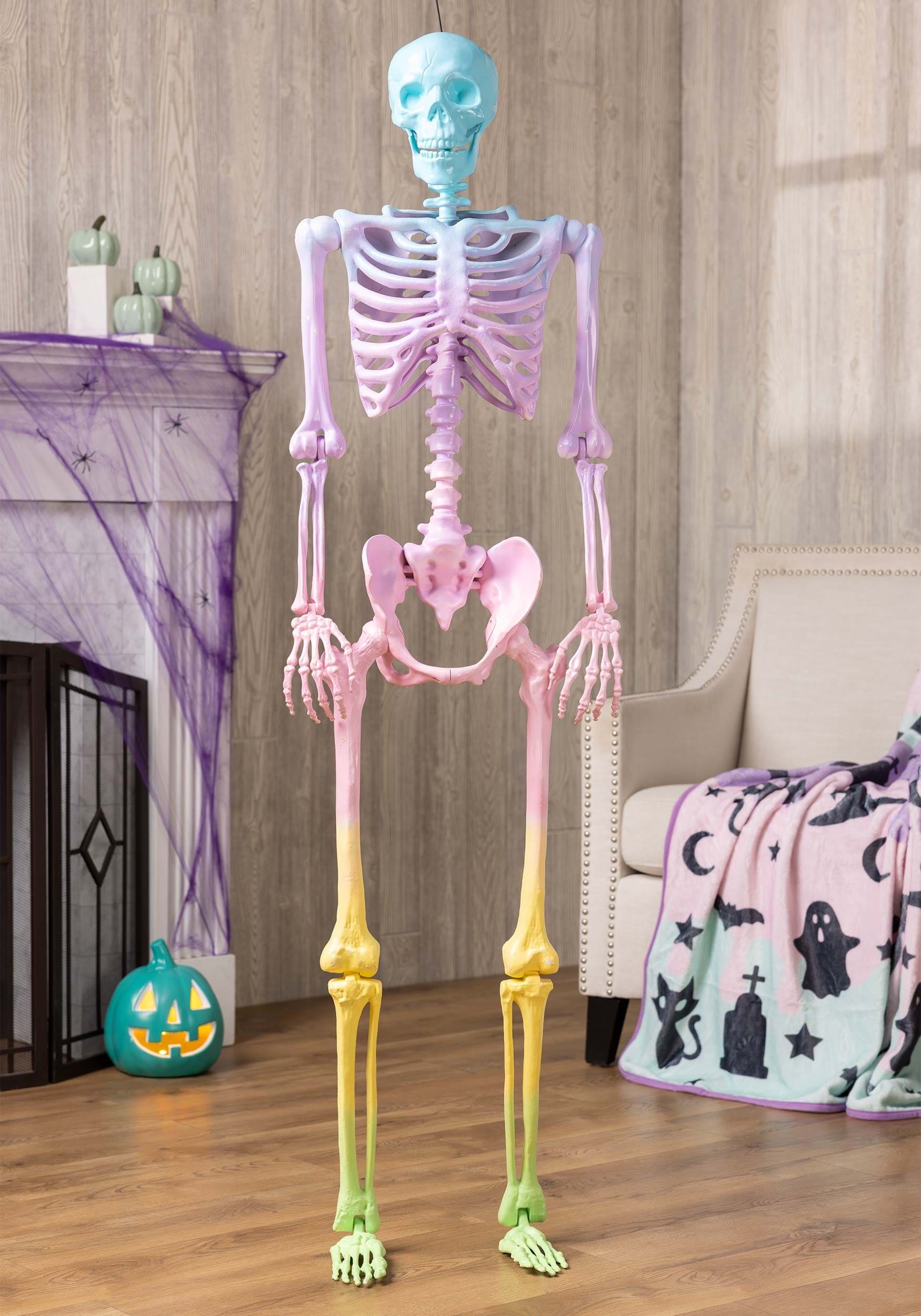 Poseable 5FT Crazy Bones Skeleton in Rainbow Decoration