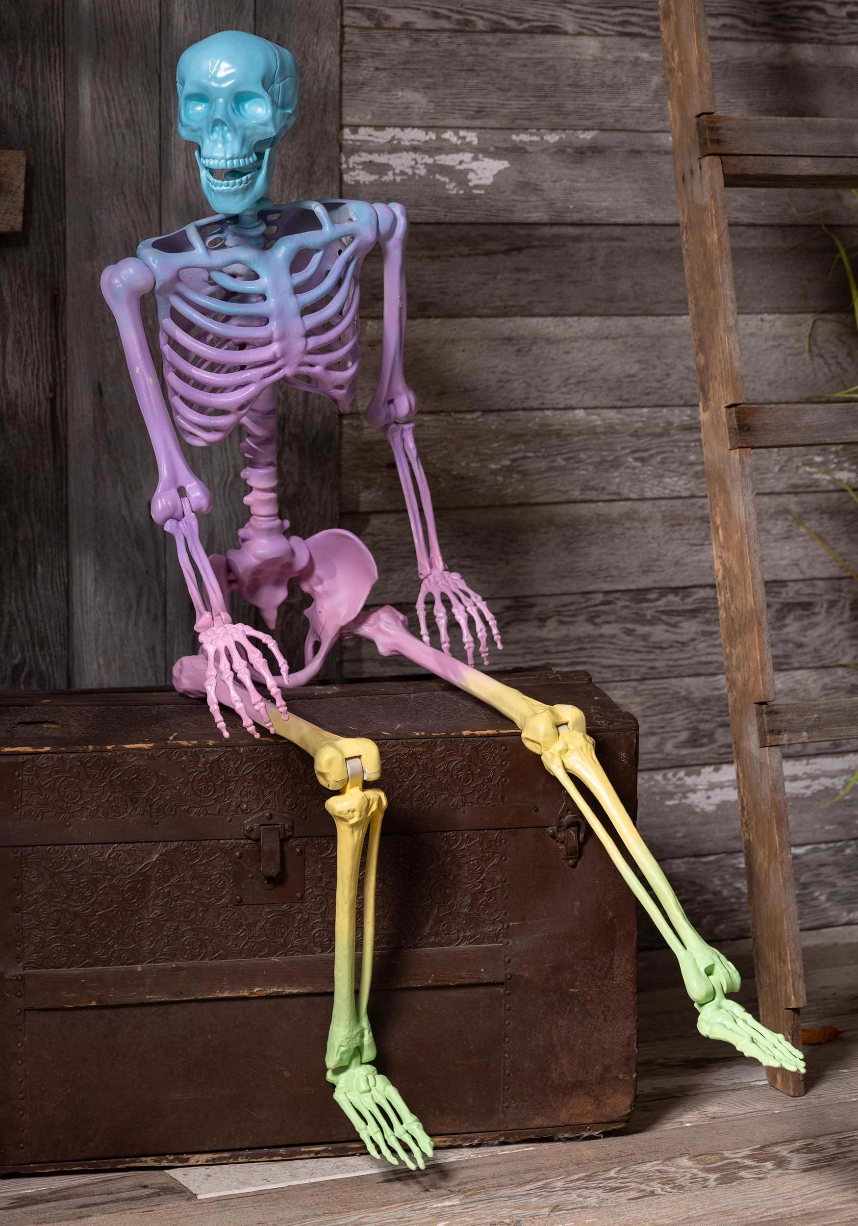 Poseable 5FT Crazy Bones Skeleton in Rainbow Decoration
