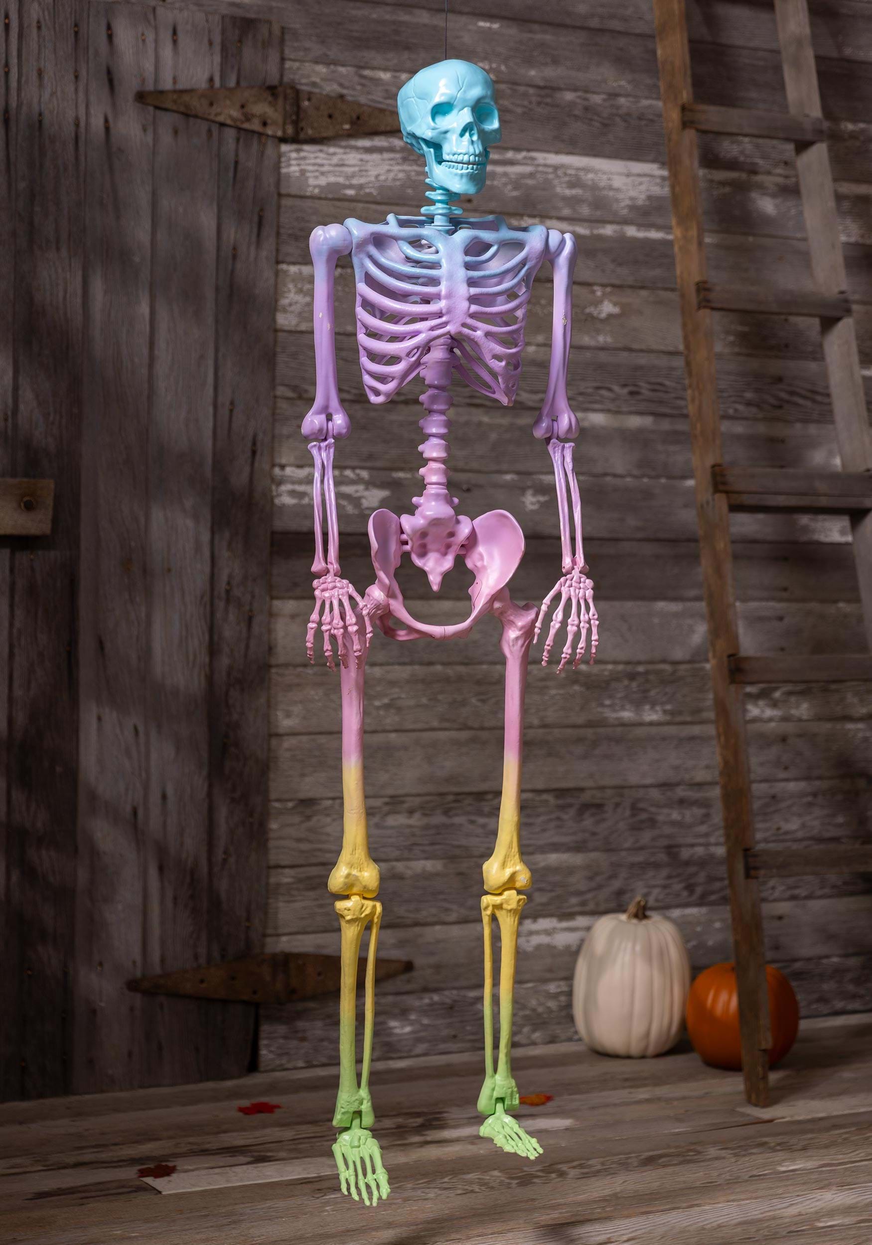 Poseable 5FT Crazy Bones Skeleton in Rainbow Decoration