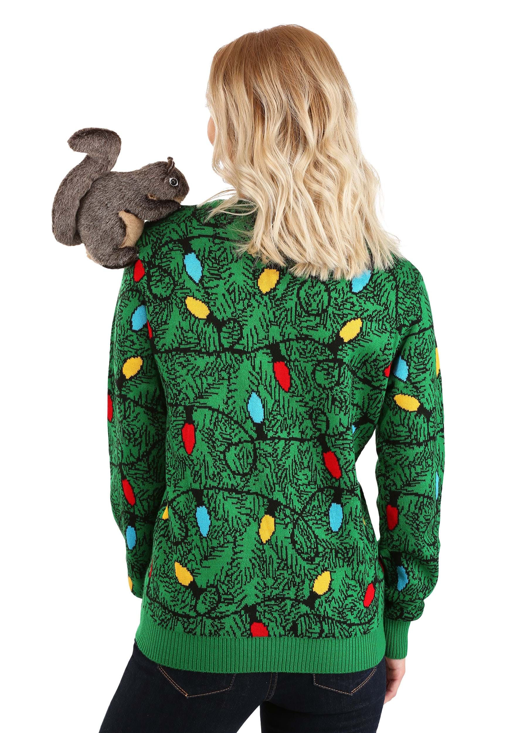 3D Squirrel in the Christmas Tree Ugly Sweater for Adults
