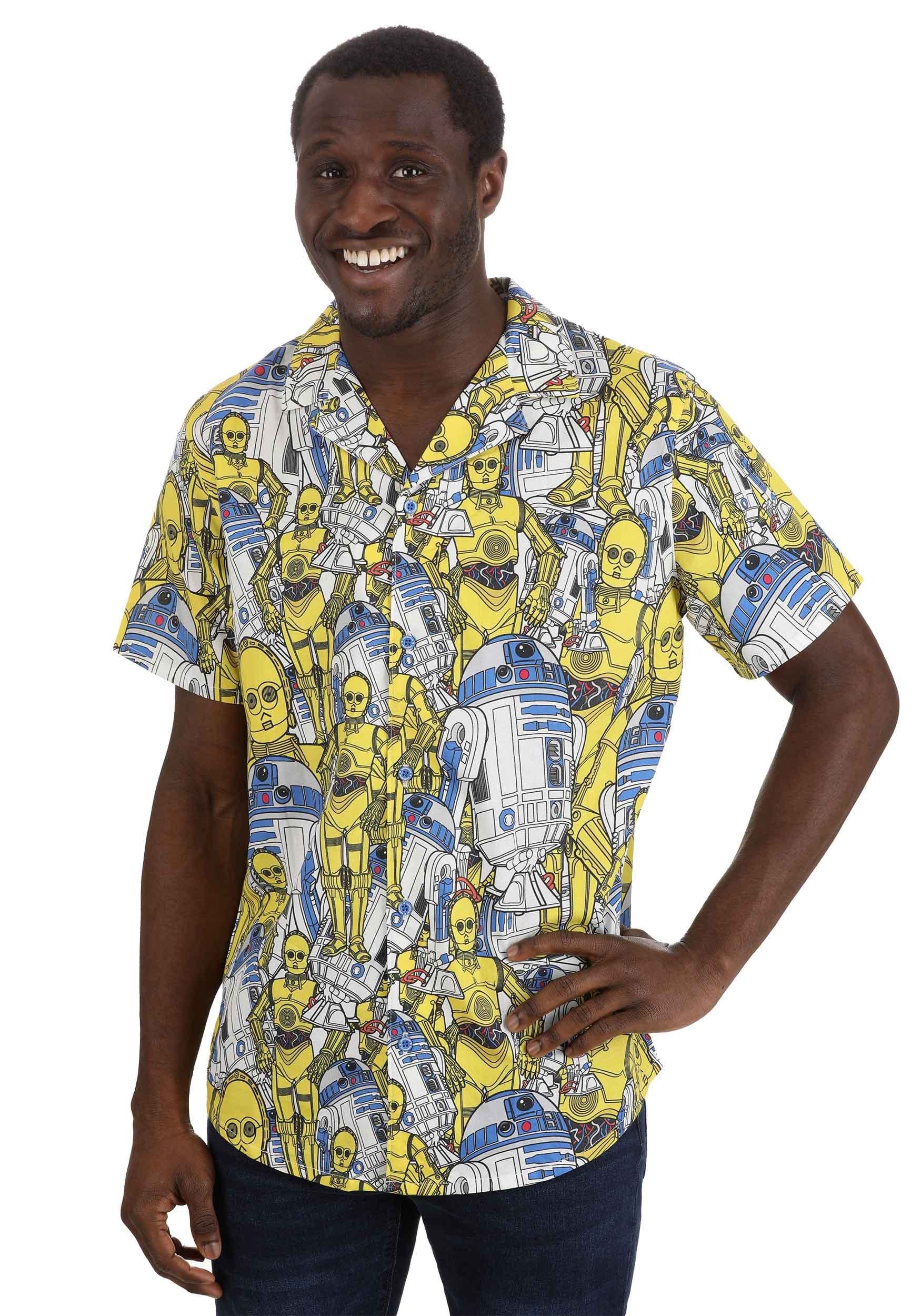 Adult Cakeworthy Star Wars Droid AOP Button Up Shirt 7 Adult Cakeworthy Star Wars Droid AOP Button Up Shirt