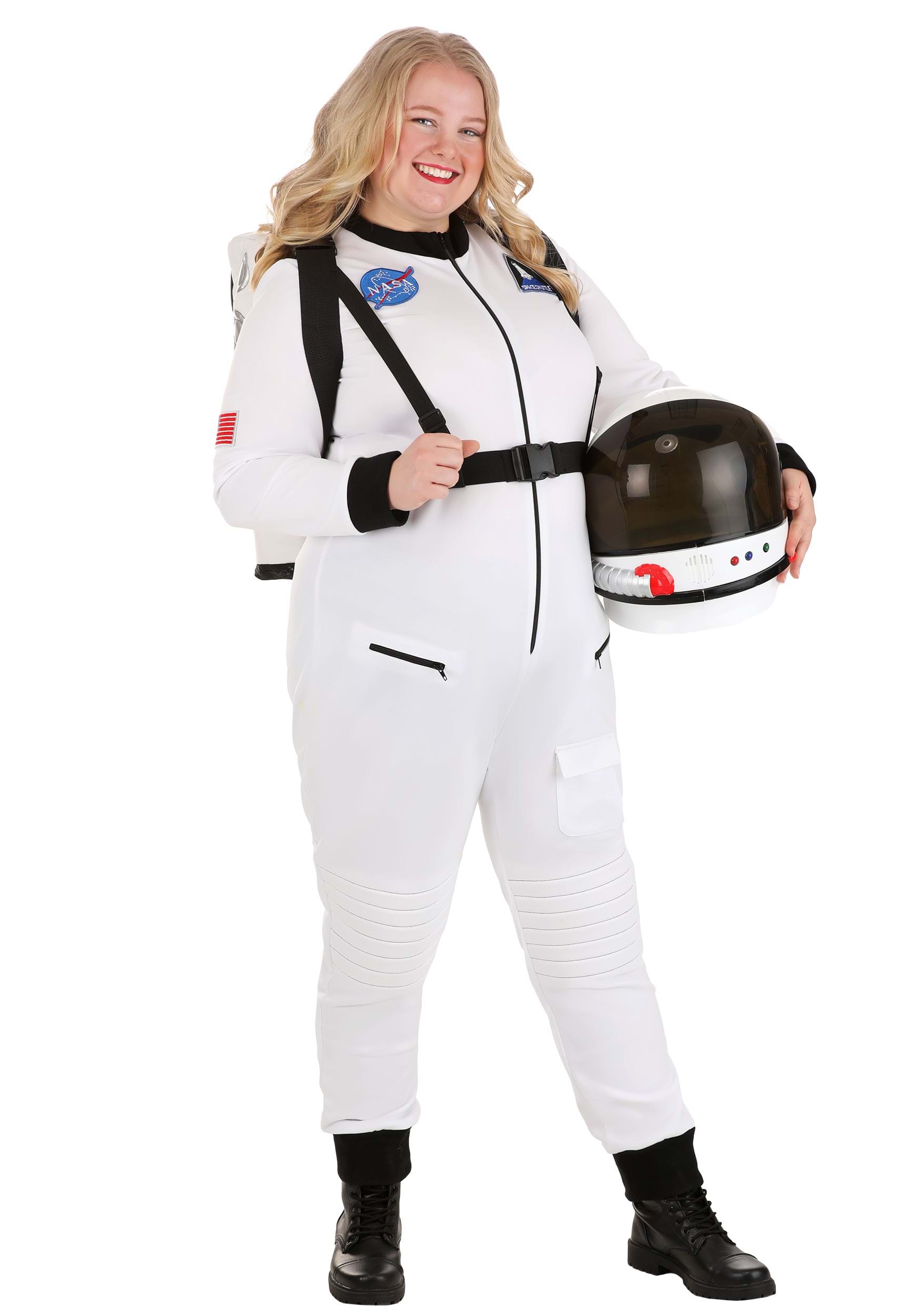 Women's White Astronaut Plus Size Costume