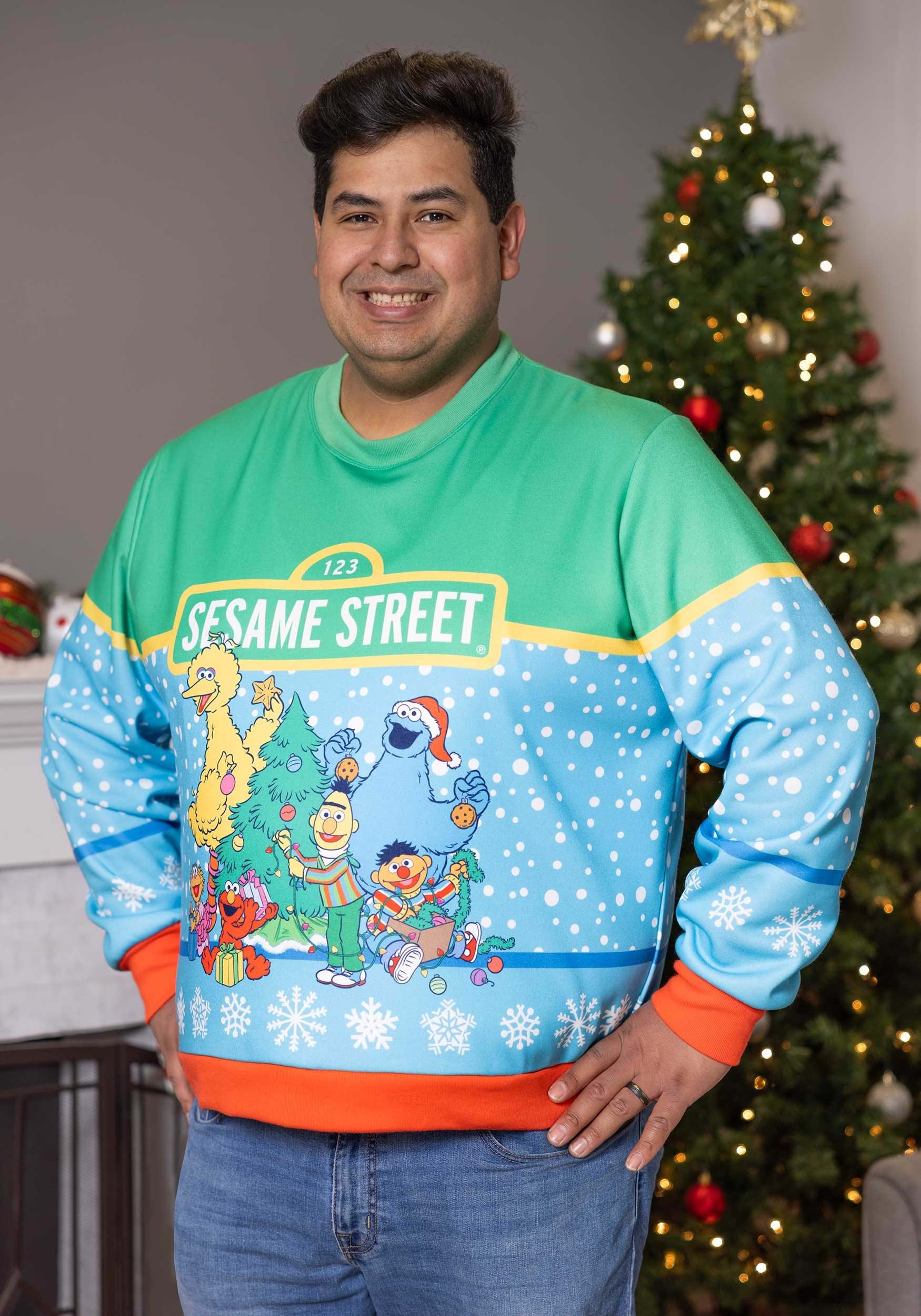 Sesame Street Christmas Sweatshirt for Adults