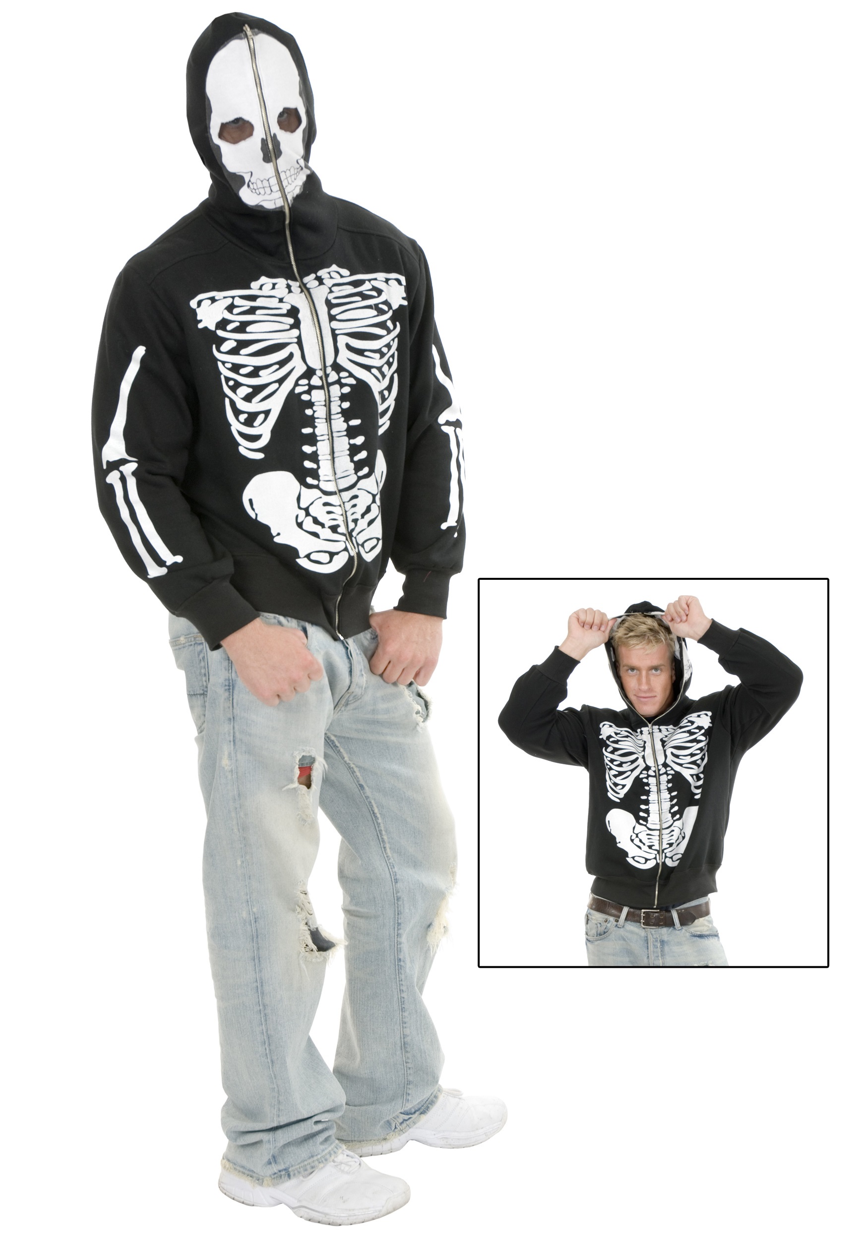 Zip Up Skeleton Hoodie Adult Sweatshirt