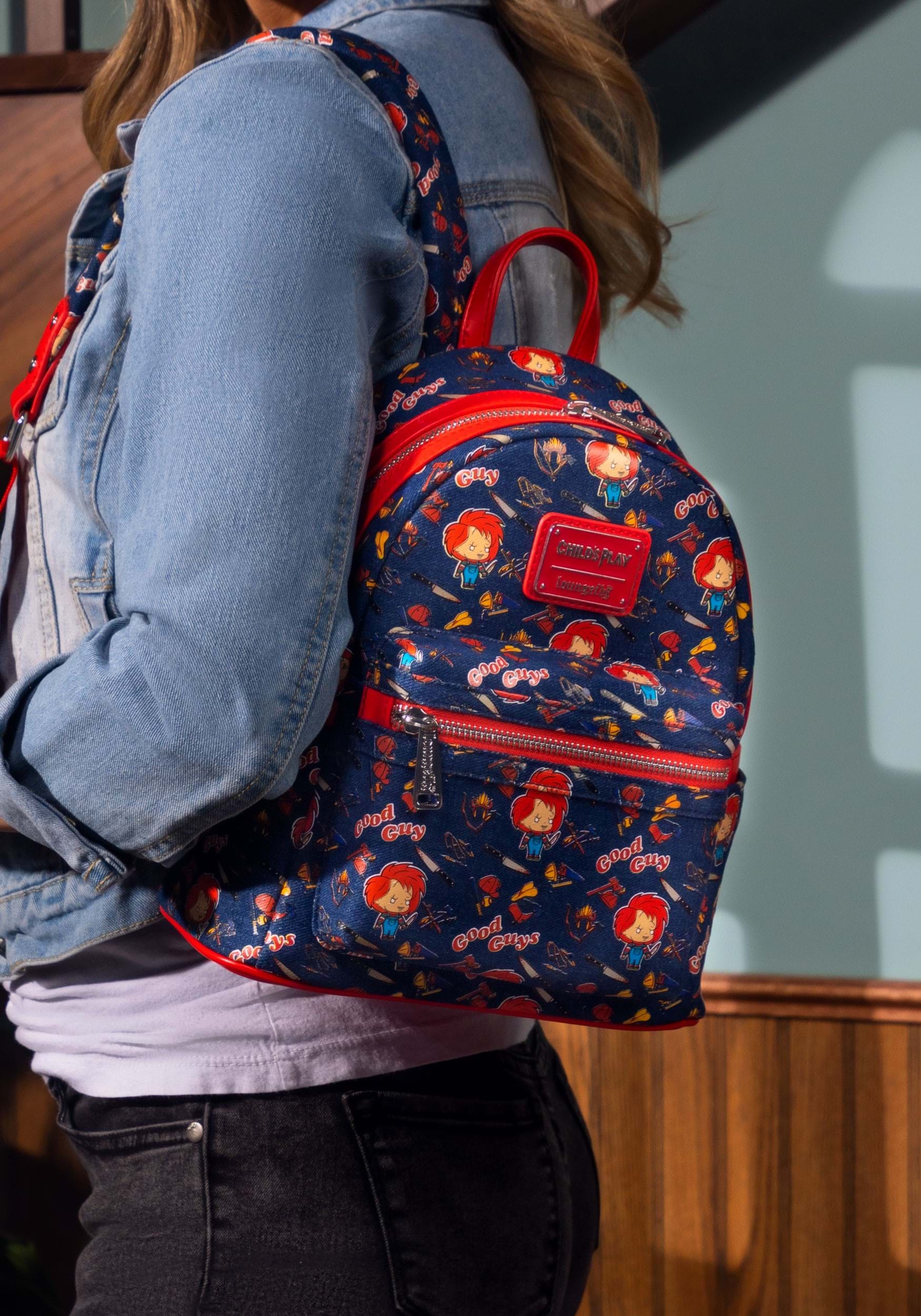 Loungefly Chucky Denim AOP Mini Backpack