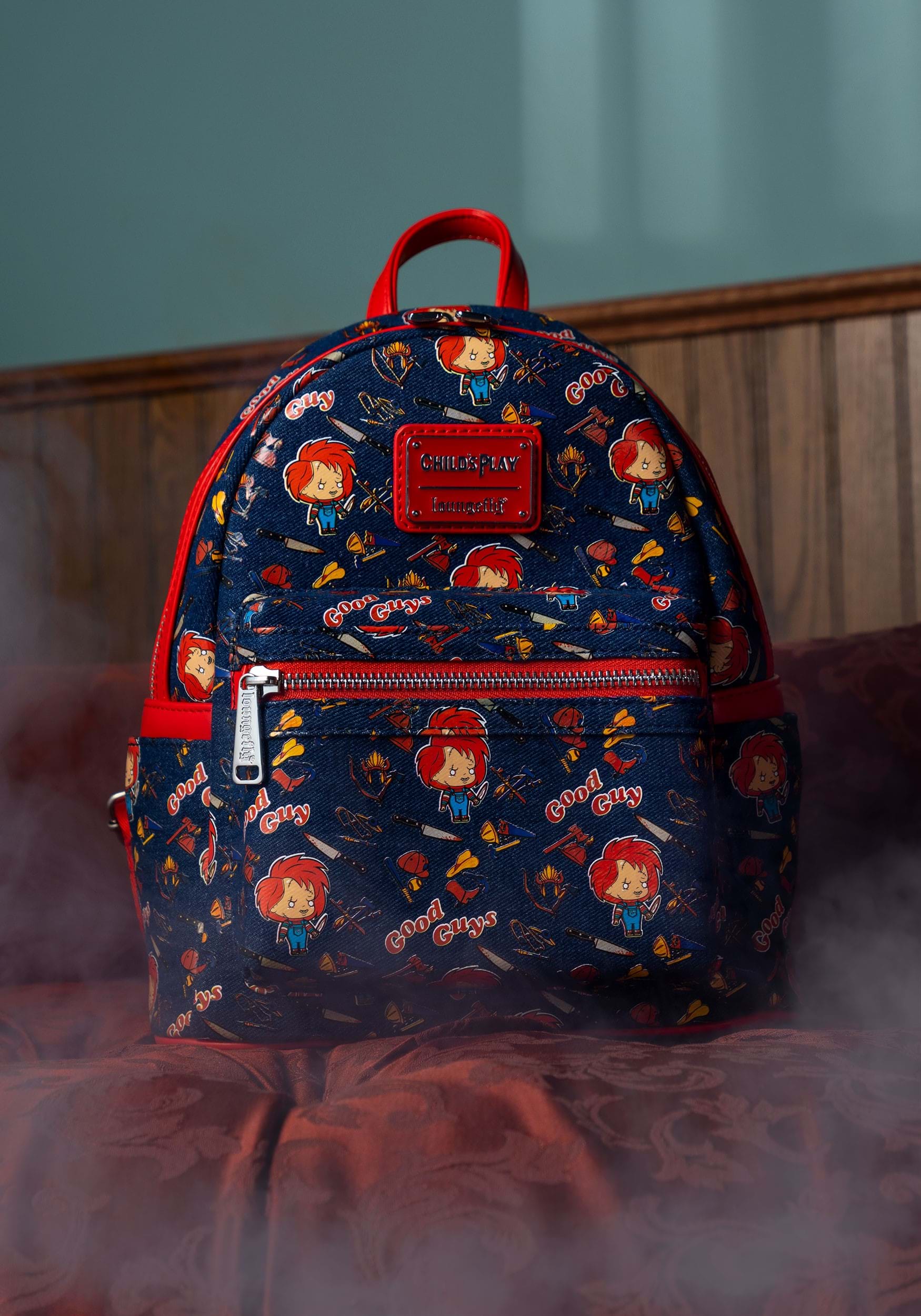 Loungefly Chucky Denim AOP Mini Backpack