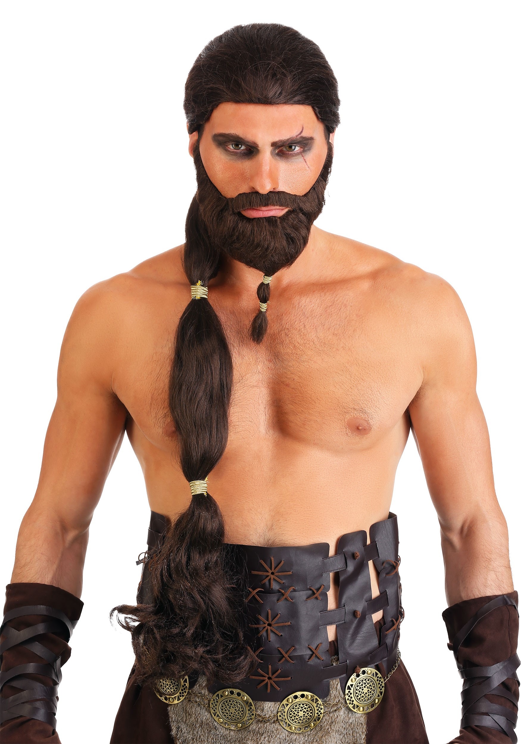Adult Warrior King Wig and Beard 1 Adult Warrior King Wig and Beard