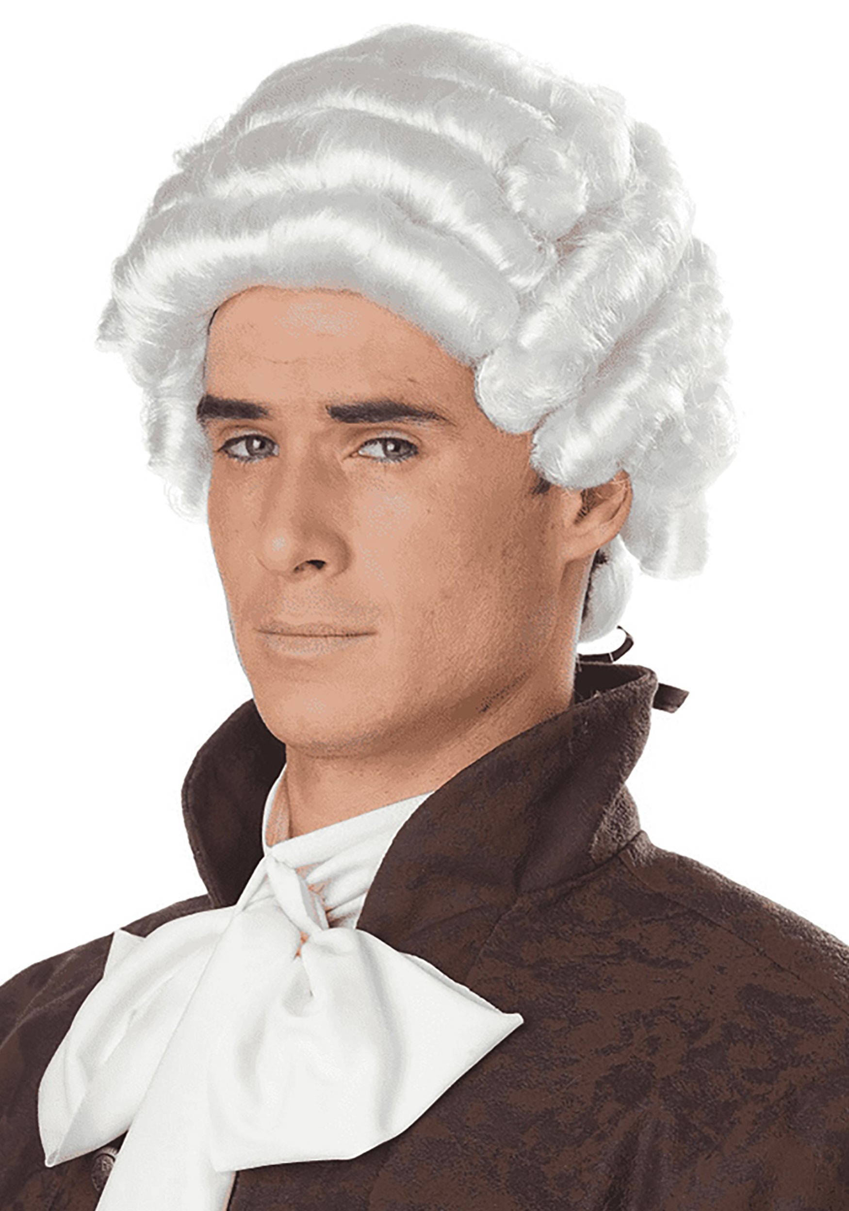 Men's White Colonial Costume Wig