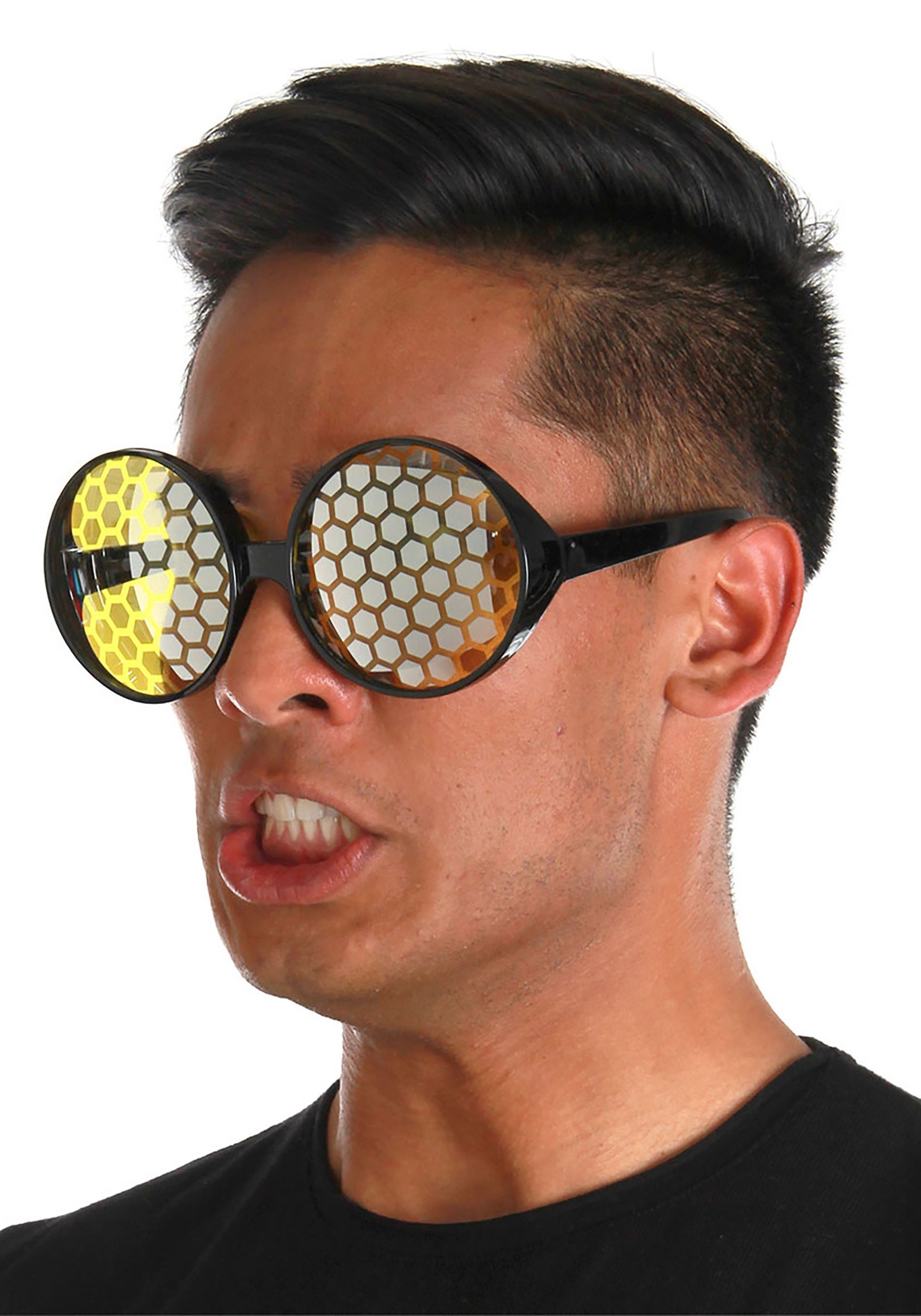 Black & Yellow Bug Eyes Costume Glasses
