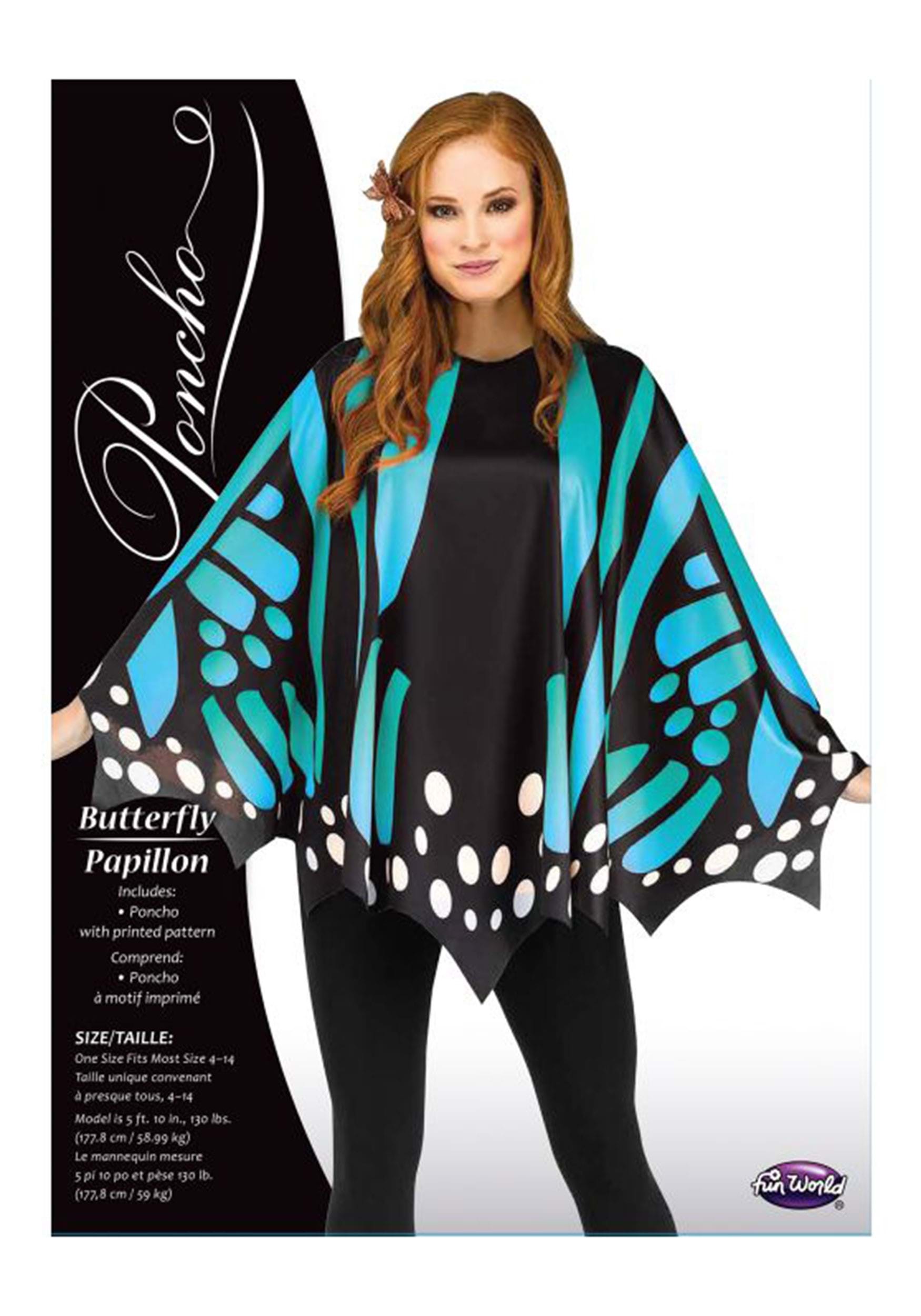 Women's Teal Butterfly Poncho