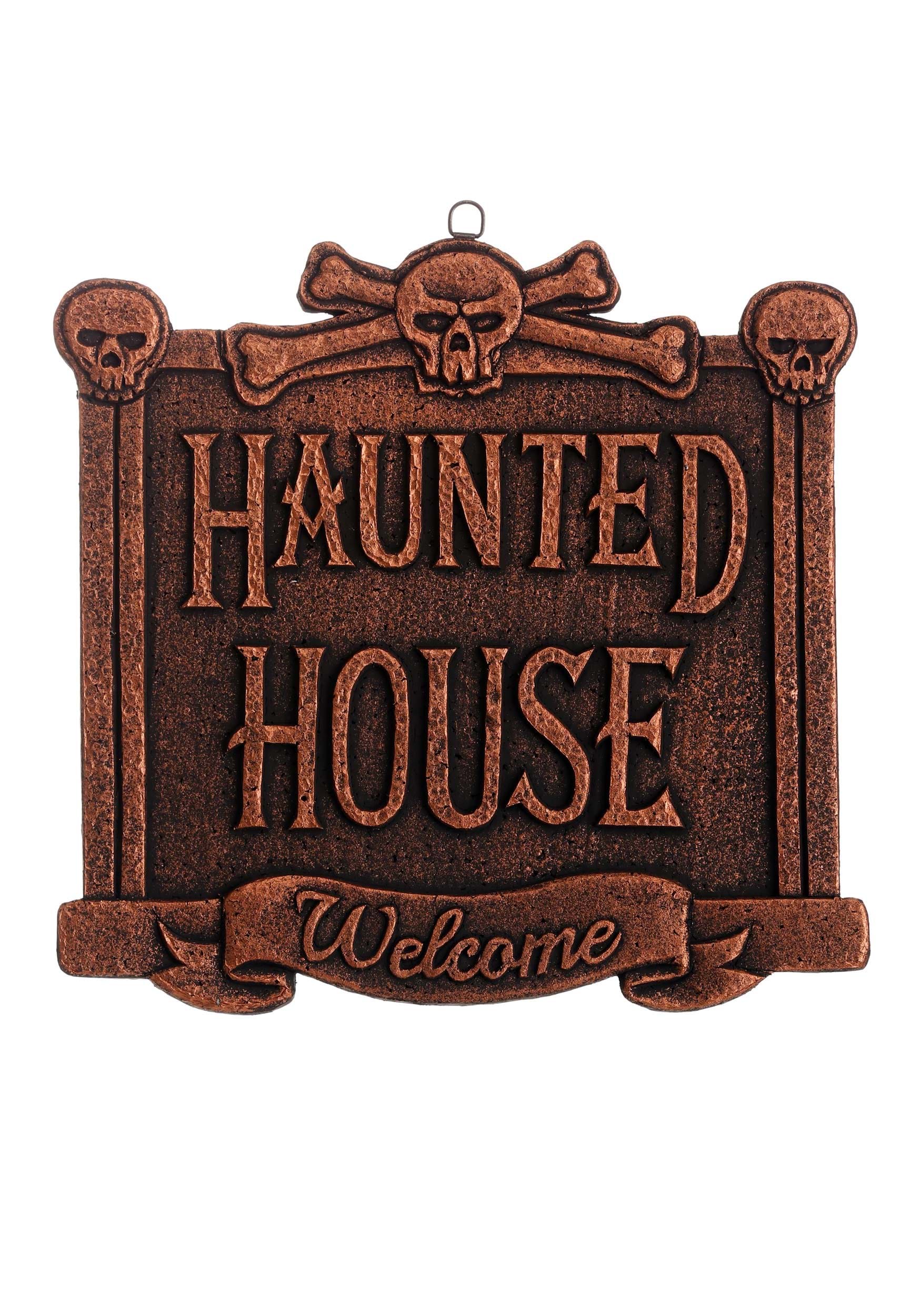 13-Inch Welcome Haunted House Sign Decoration