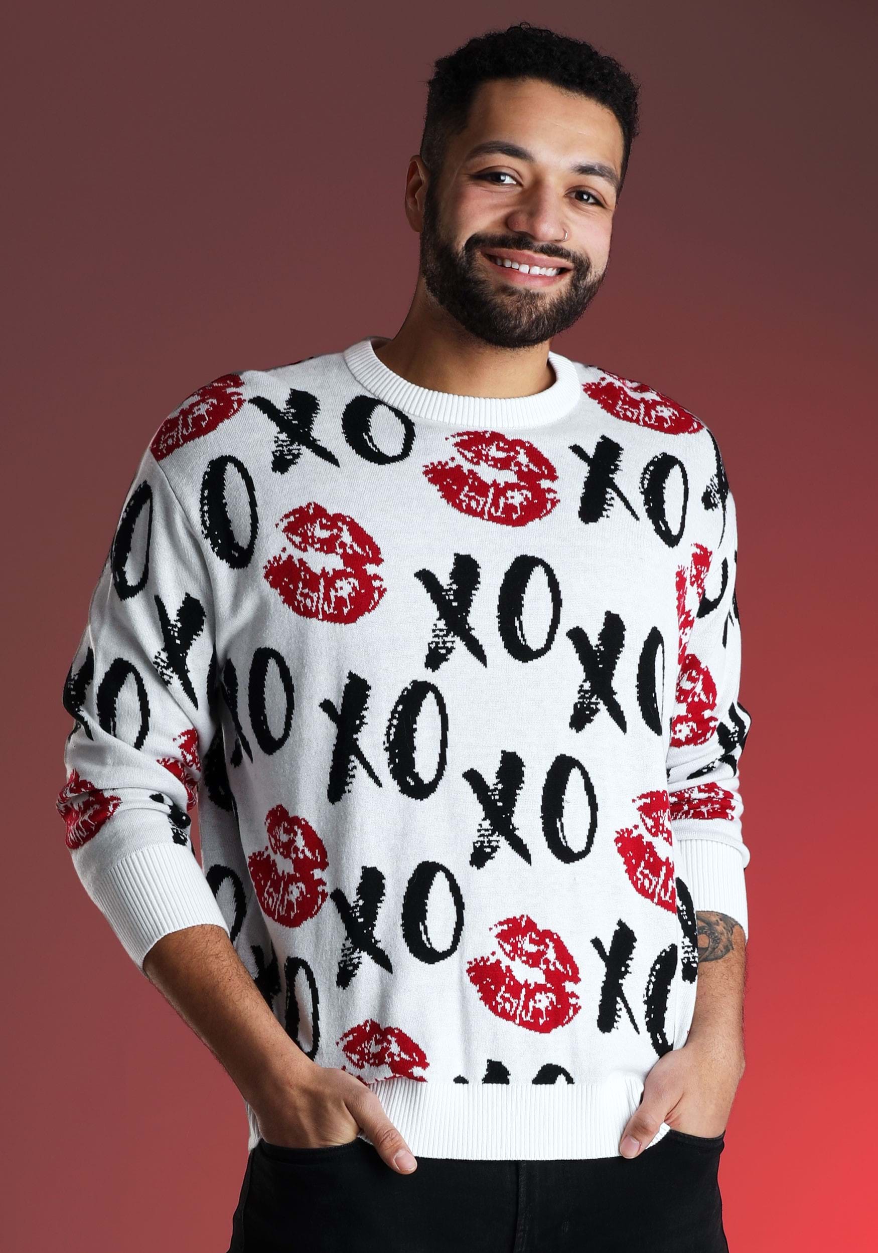 Hugs and Kisses Valentine's Day Sweater for Adults