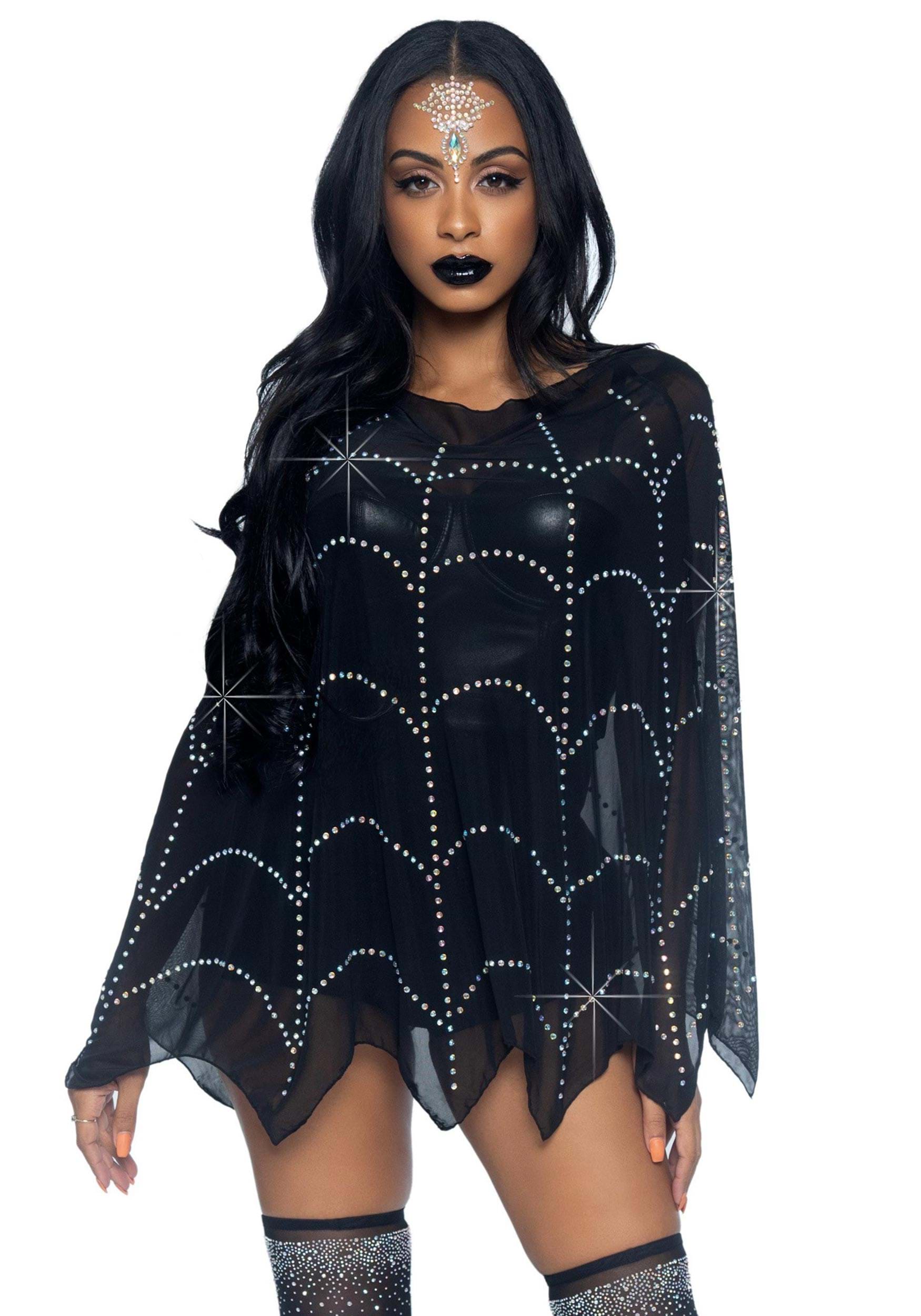 Spiderweb Sheer Rhinestone Poncho 1 Spiderweb Sheer Rhinestone Poncho