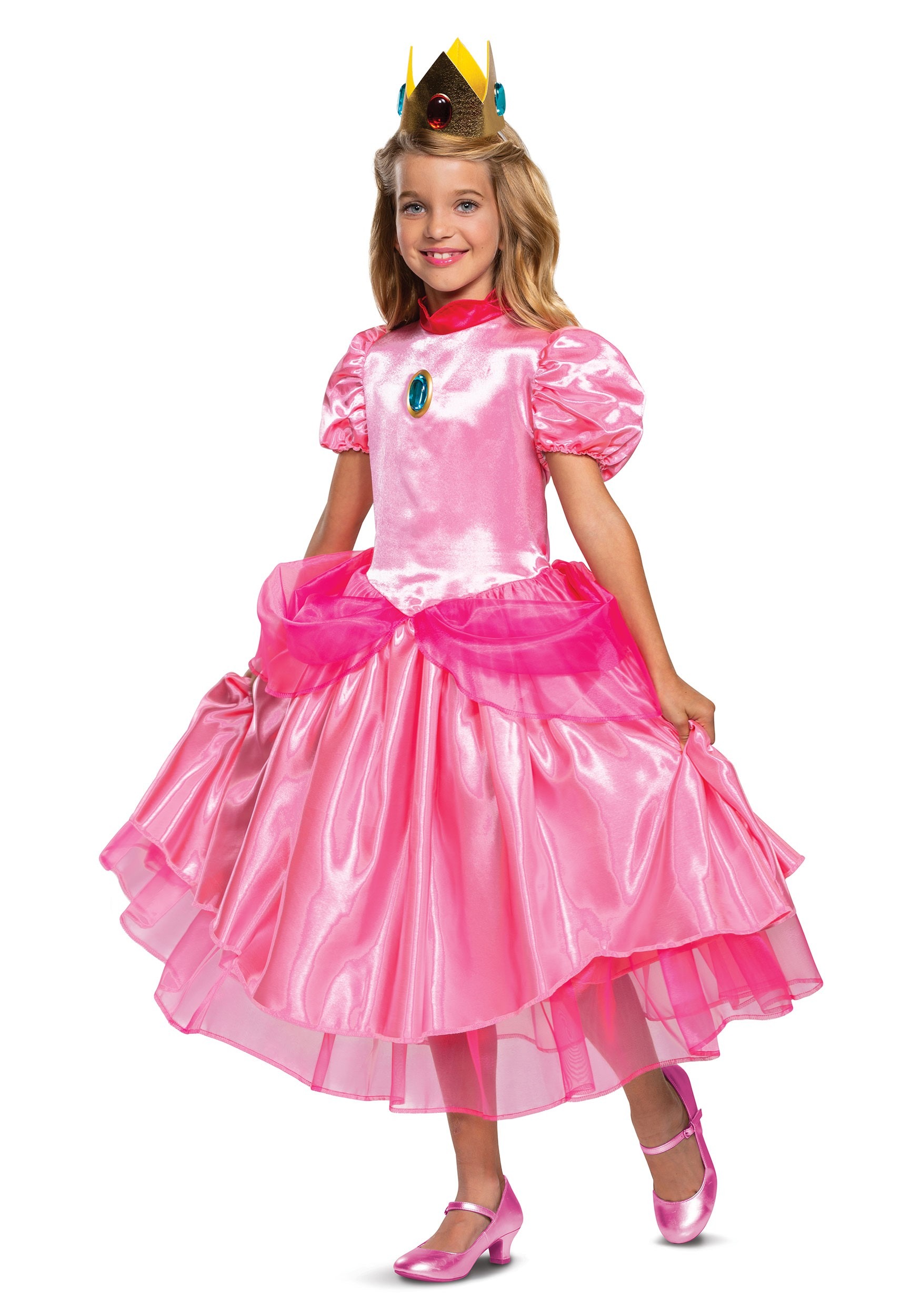 Girl's Super Mario Deluxe Princess Peach Costume 1 Girl's Super Mario Deluxe Princess Peach Costume