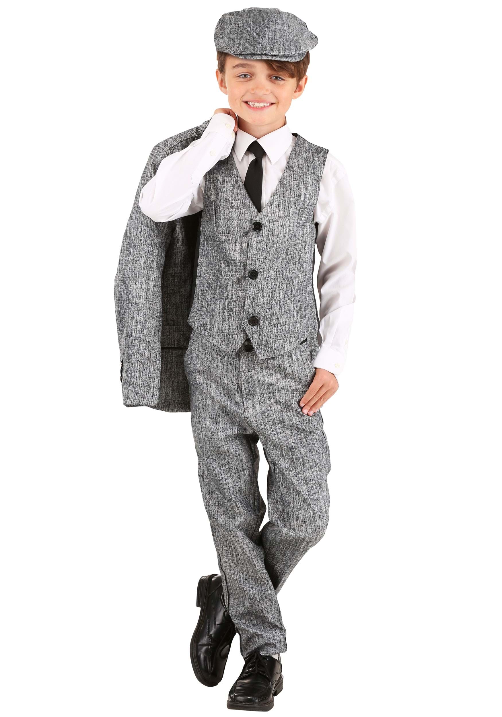 20s Gangster Grey Suit Costume for Kids