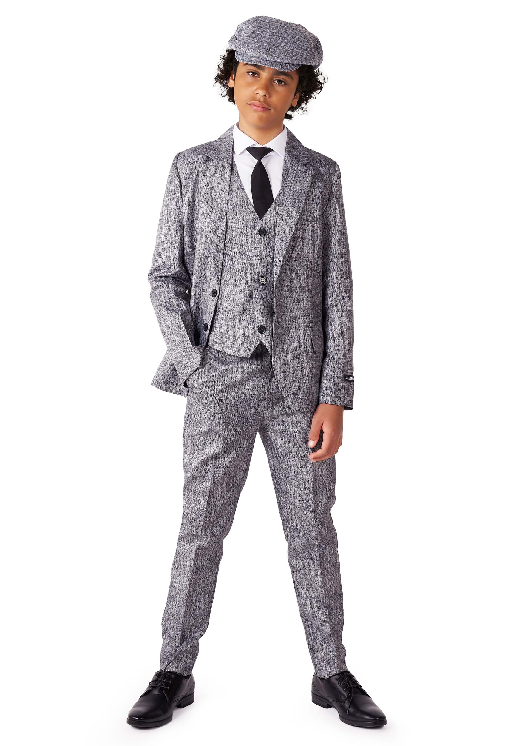 20s Gangster Grey Suit Costume for Kids
