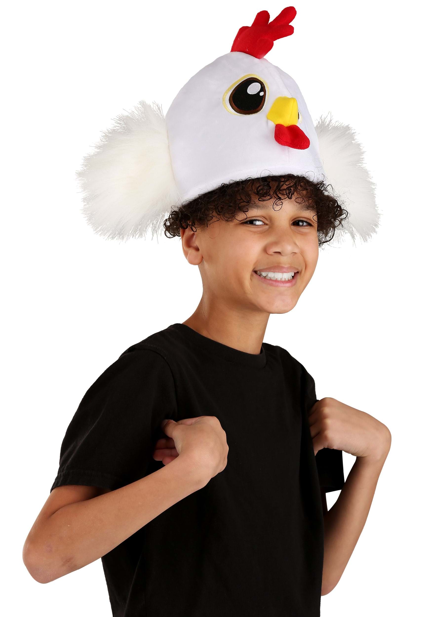 White Chicken Costume Velour Hat 2 White Chicken Costume Velour Hat