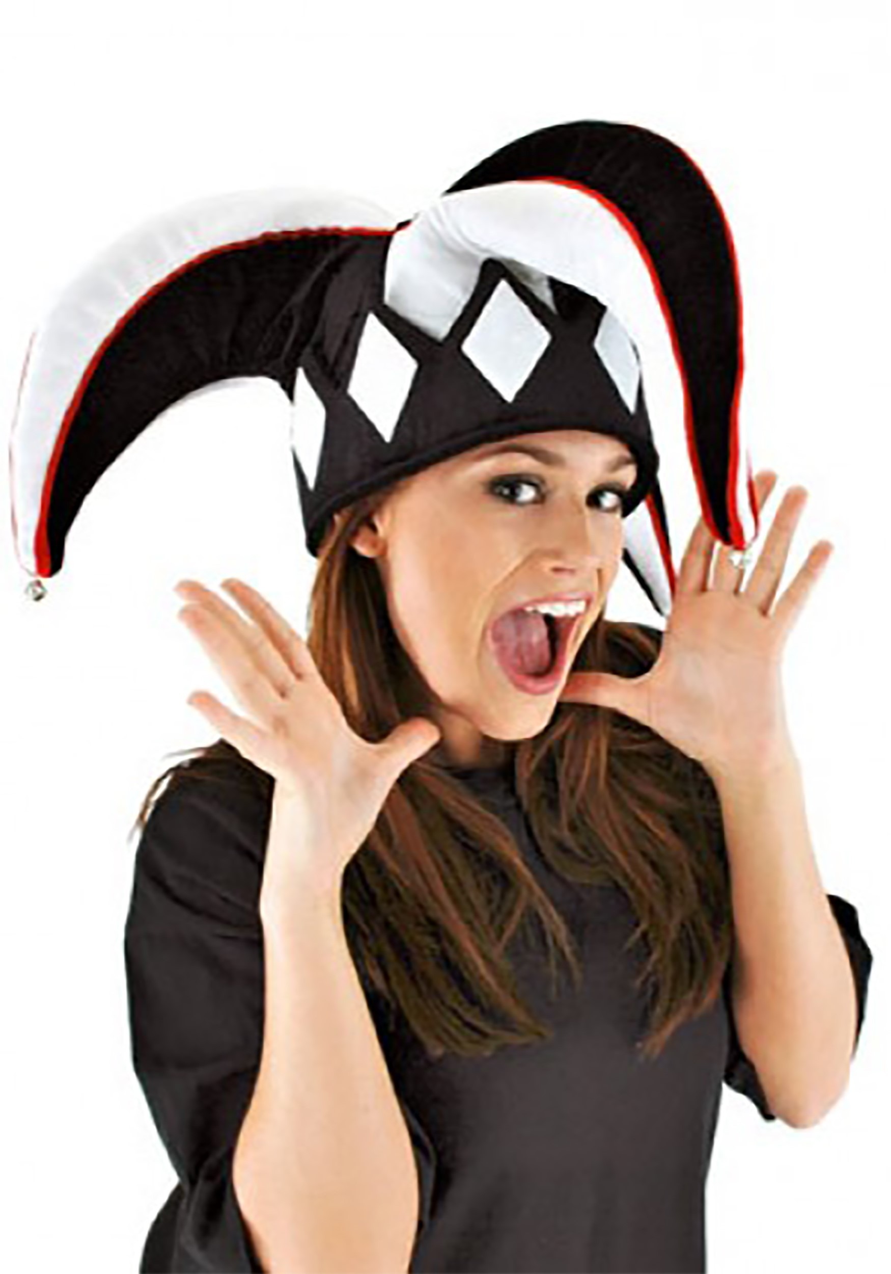 Court Jester Plush Black and White Hat