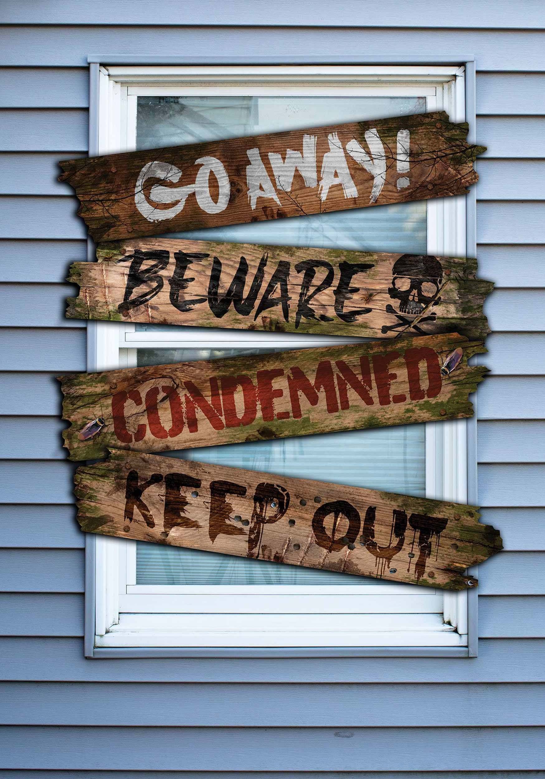 27.25-Inch Warnings Haunted Window Boards Decoration 1 27.25-Inch Warnings Haunted Window Boards Decoration