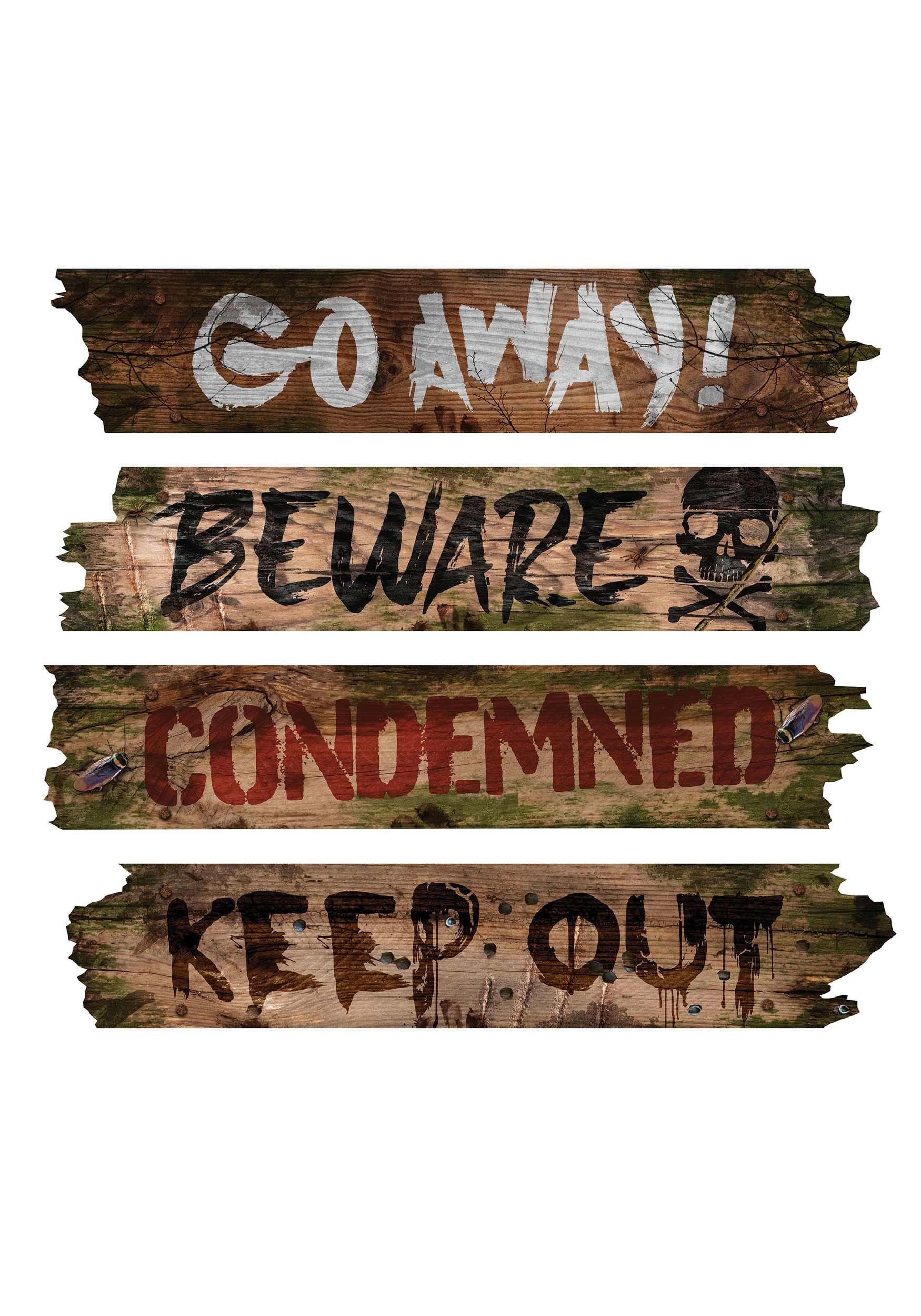 27.25-Inch Warnings Haunted Window Boards Decoration 2 27.25-Inch Warnings Haunted Window Boards Decoration