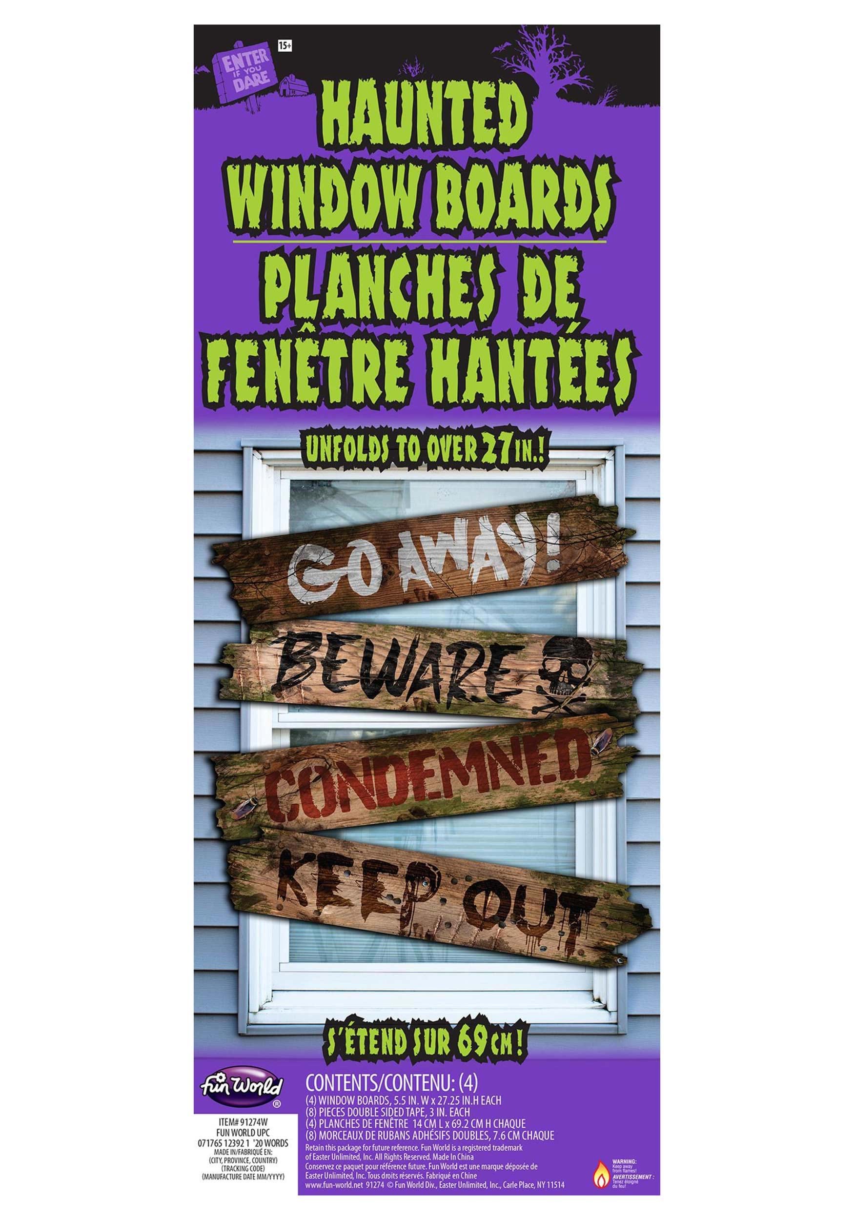 27.25-Inch Warnings Haunted Window Boards Decoration 3 27.25-Inch Warnings Haunted Window Boards Decoration