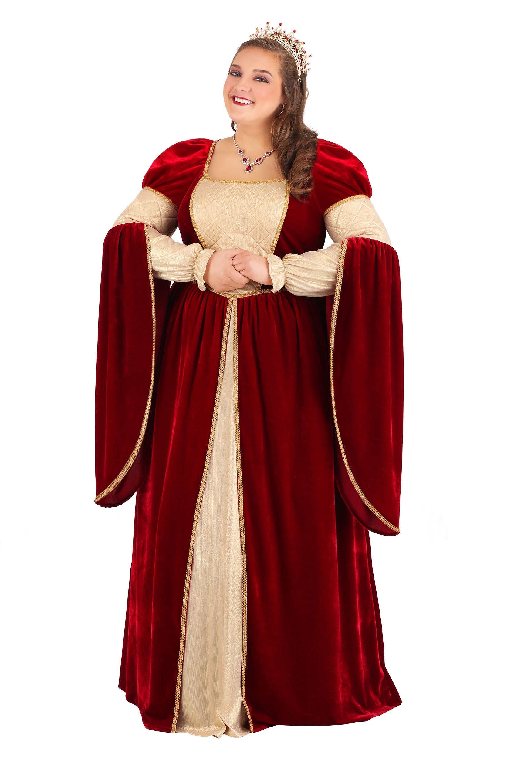 Plus Size Regal Renaissance Queen Costume Dress for Women