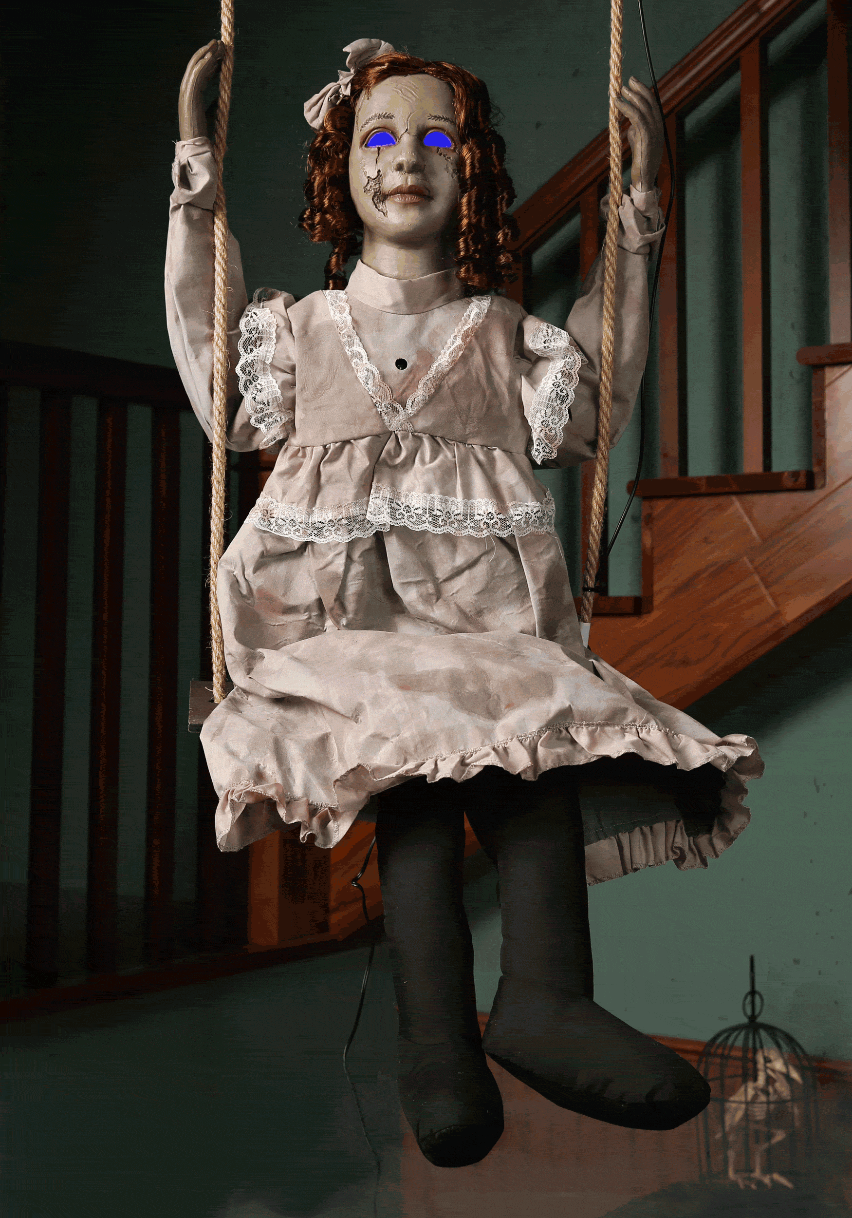 5.4FT Animated Hanging Creepy Swing Doll Halloween Decoration