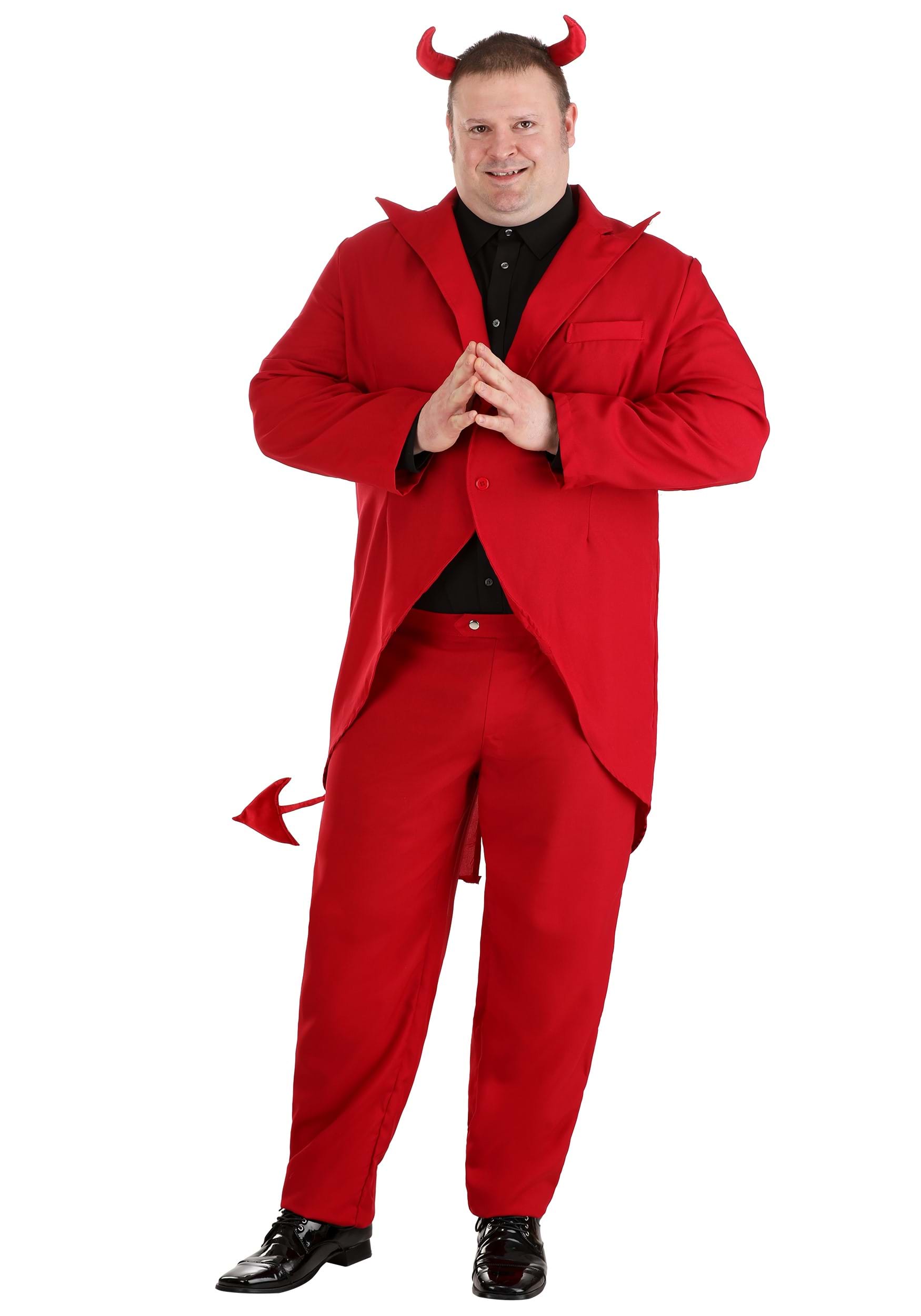 Plus Size Red Suit Devil Costume for Men 2 Plus Size Red Suit Devil Costume for Men