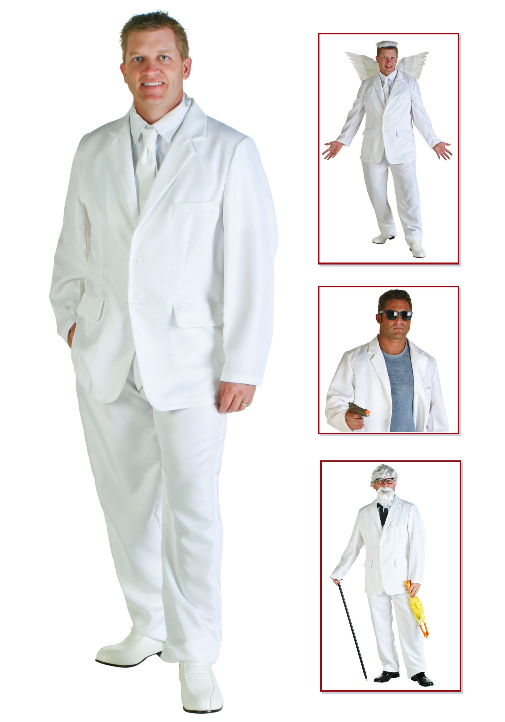 Plus Size White Suit Costume for Men