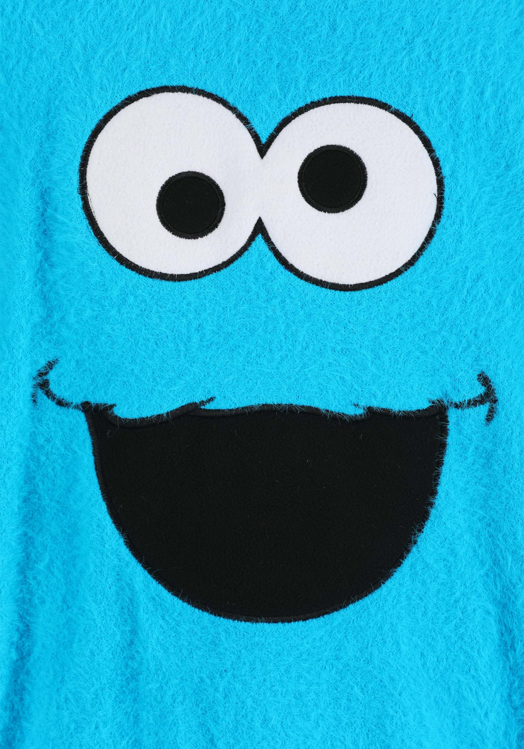 Sesame Street Fuzzy Cookie Monster Oversized Sweater for Adults