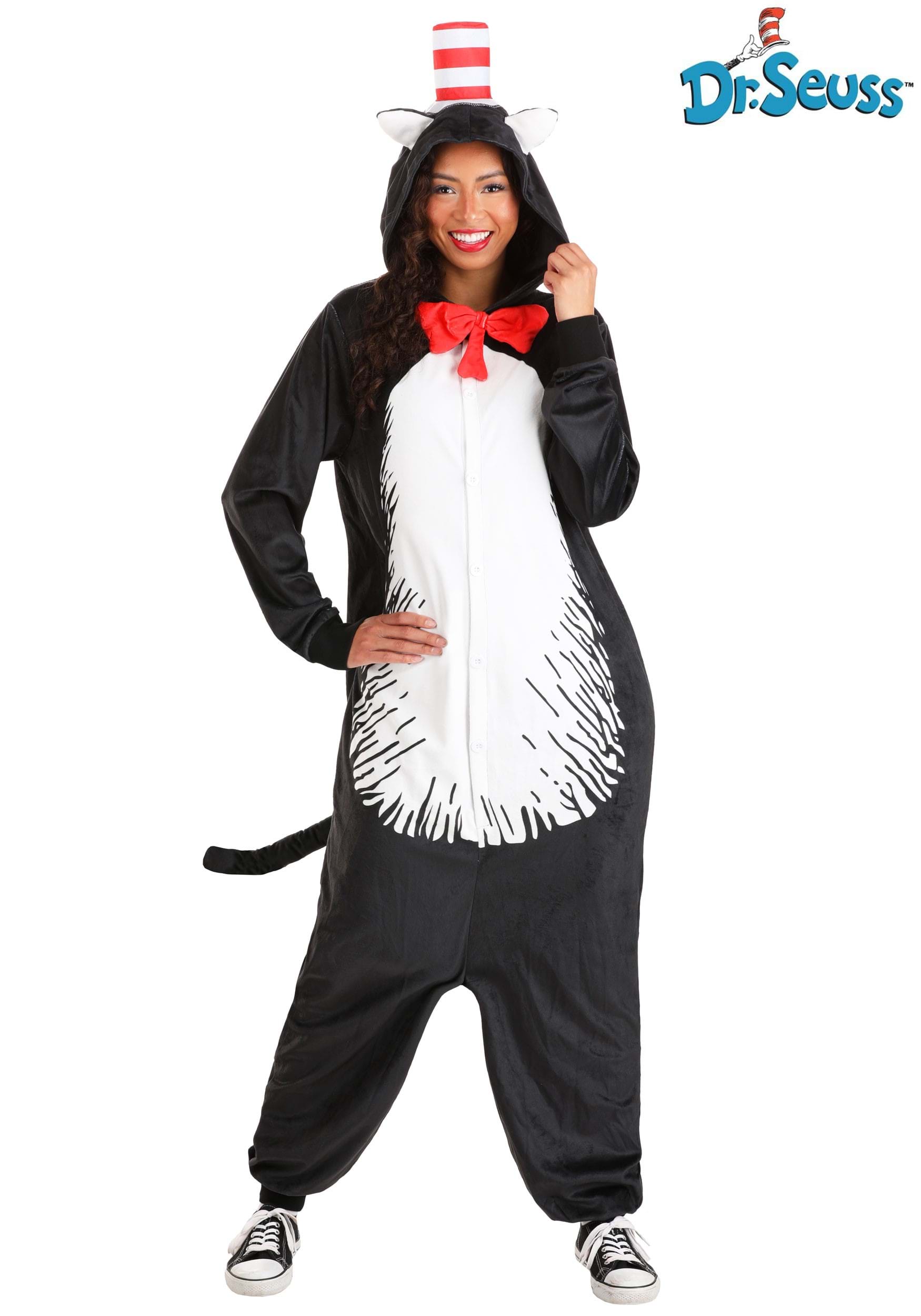 Dr. Seuss Cat in the Hat Costume Onesie for Adults