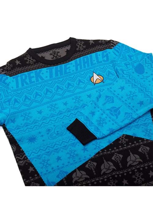 Star Trek "Trek the Halls" Blue Christmas Sweater for Adults 10 Star Trek "Trek the Halls" Blue Christmas Sweater for Adults