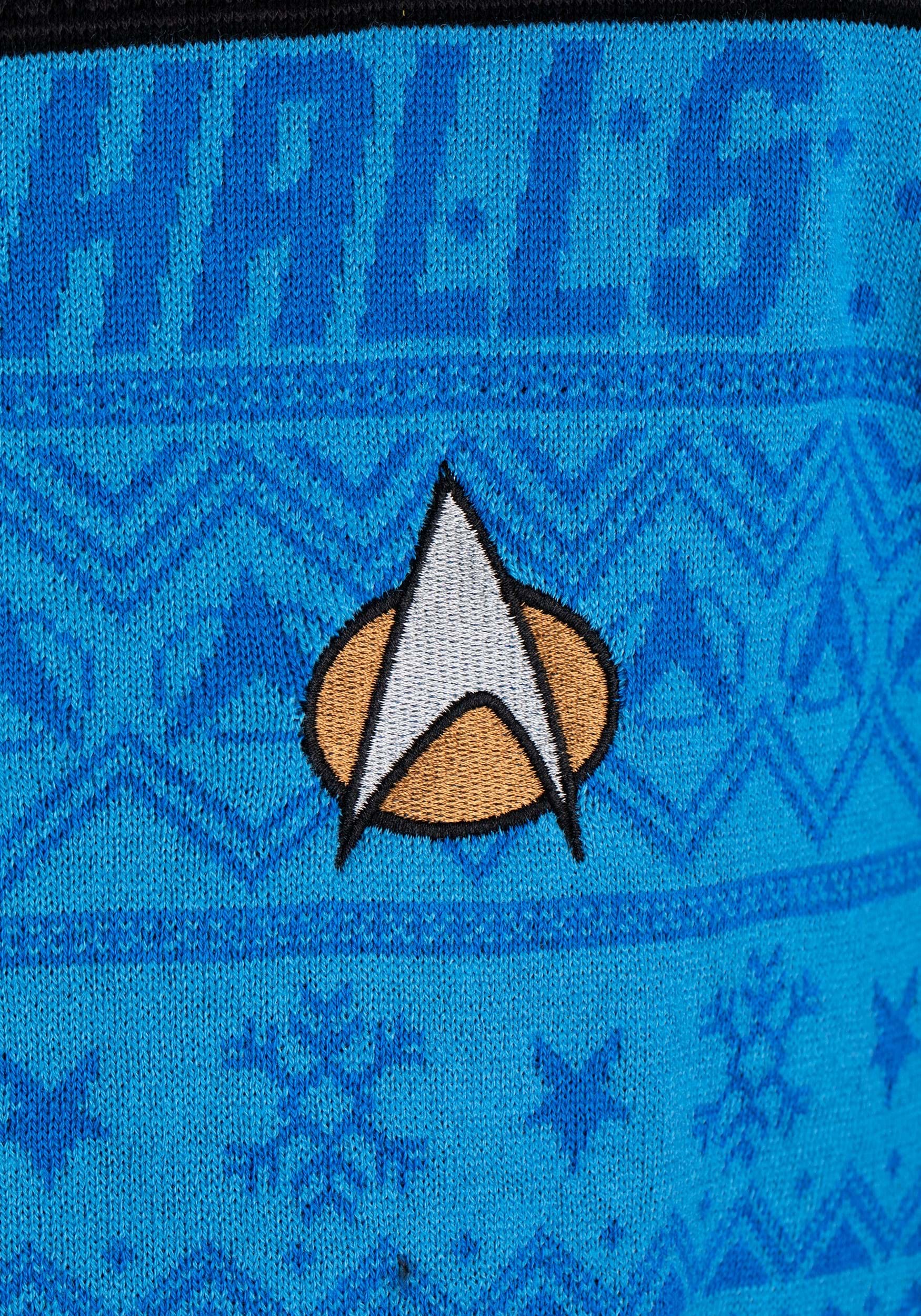 Star Trek "Trek the Halls" Blue Christmas Sweater for Adults 6 Star Trek "Trek the Halls" Blue Christmas Sweater for Adults