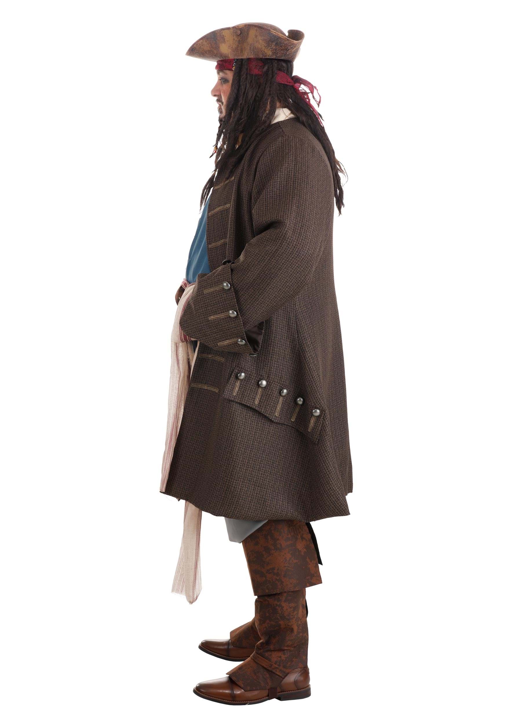 Jack Sparrow Pirate Costume for Plus Size Men from Disney's Pirates of the Caribbean 4 Jack Sparrow Pirate Costume for Plus Size Men from Disney's Pirates of the Caribbean