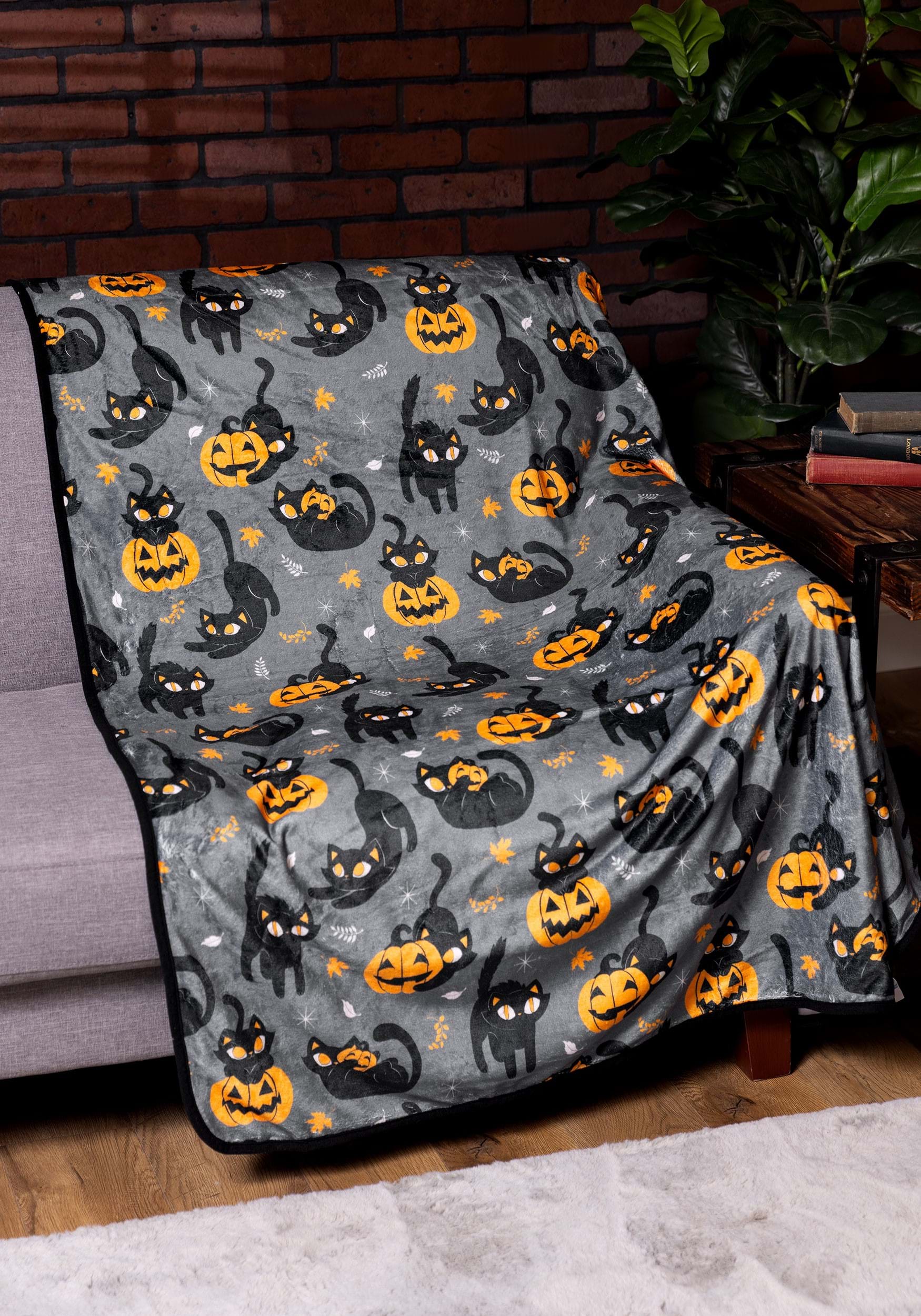 Quirky Black Kitty Cozy Blanket Throw