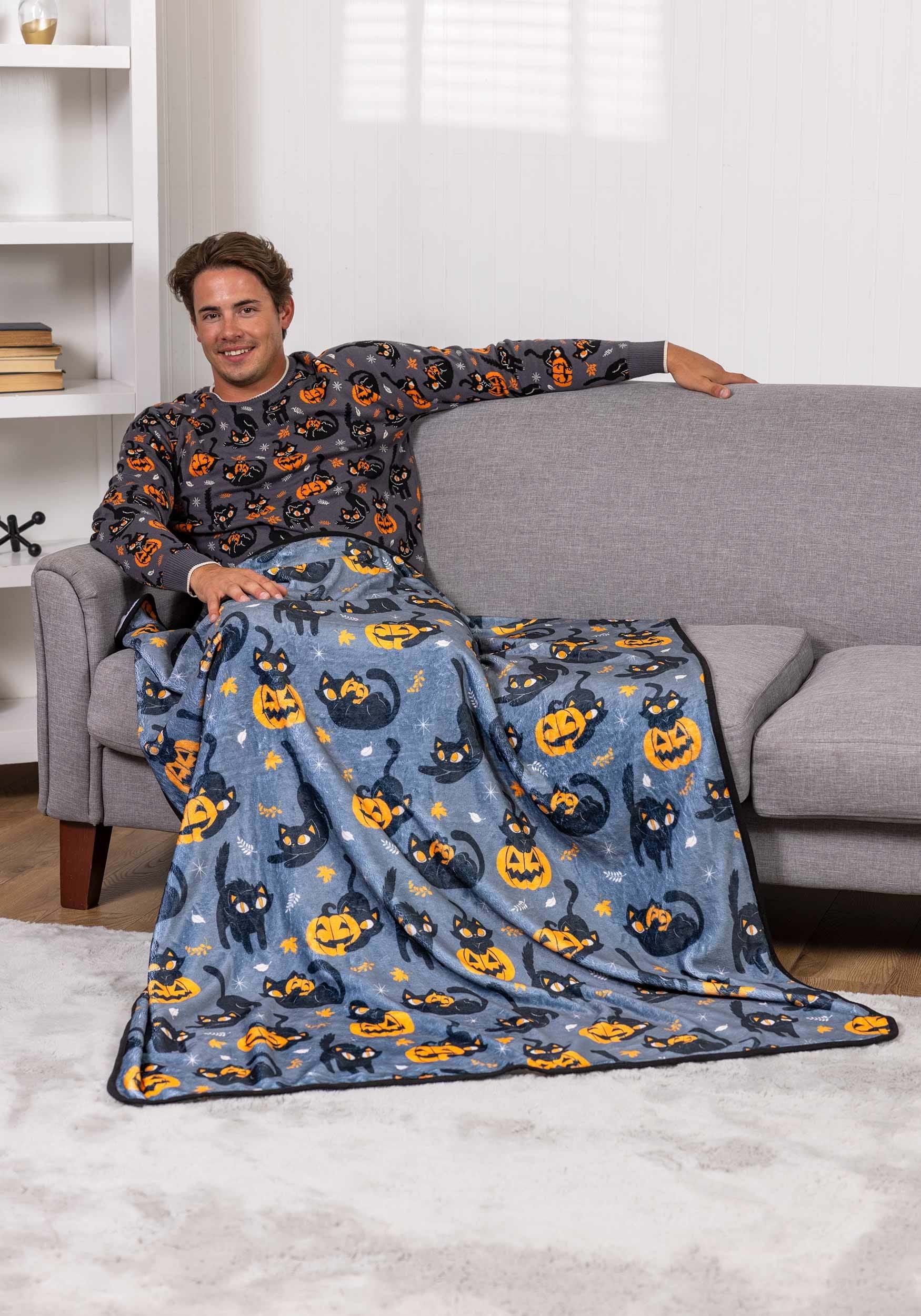 Quirky Black Kitty Cozy Blanket Throw