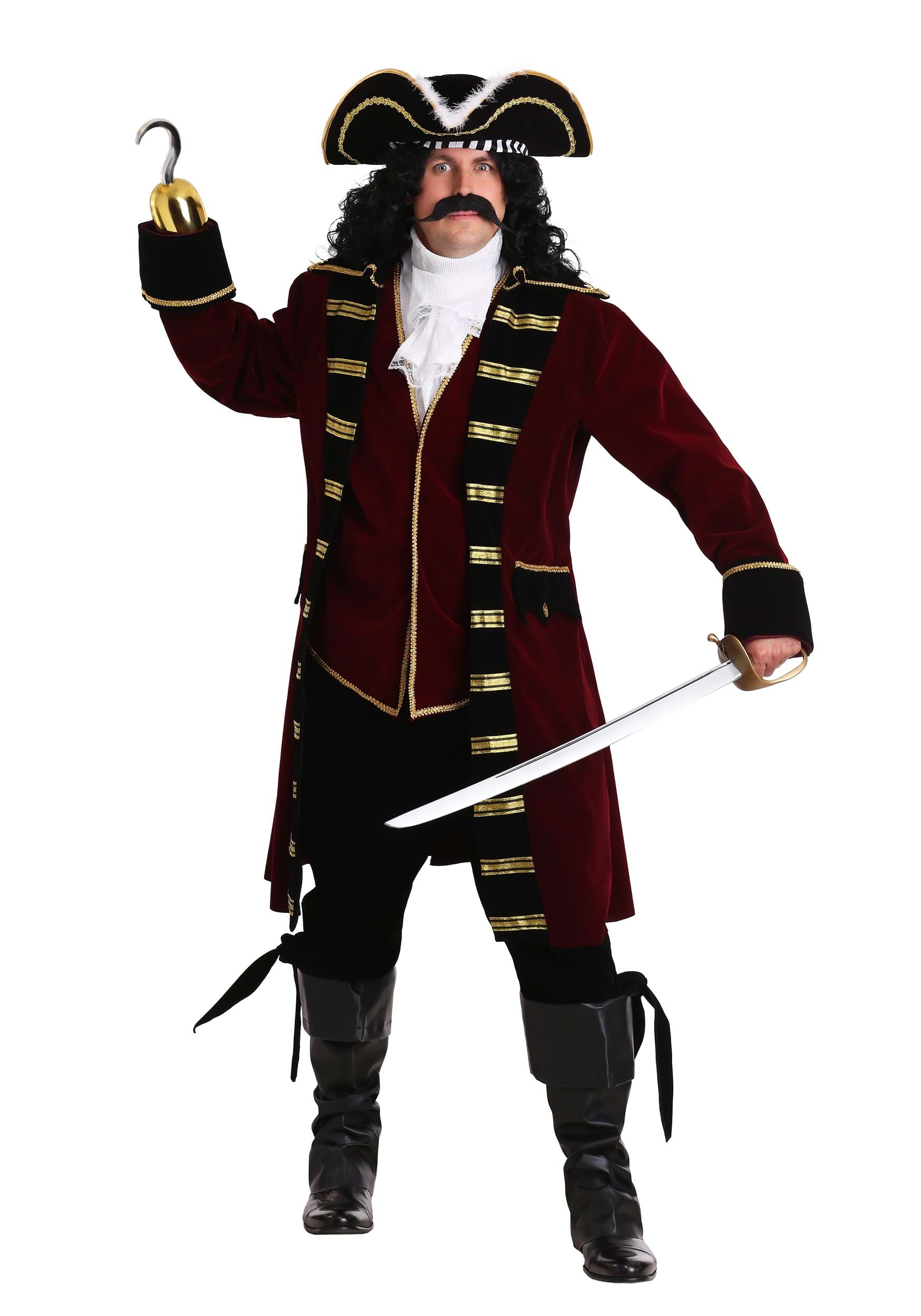 Plus Size Deluxe Captain Hook Costume for Men 1 Plus Size Deluxe Captain Hook Costume for Men