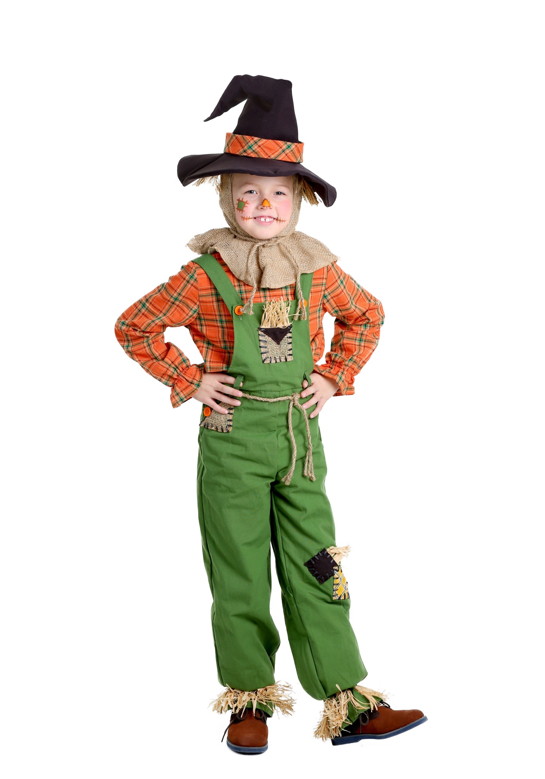 Green Overalls Scarecrow Boy's Costume 1 Green Overalls Scarecrow Boy's Costume