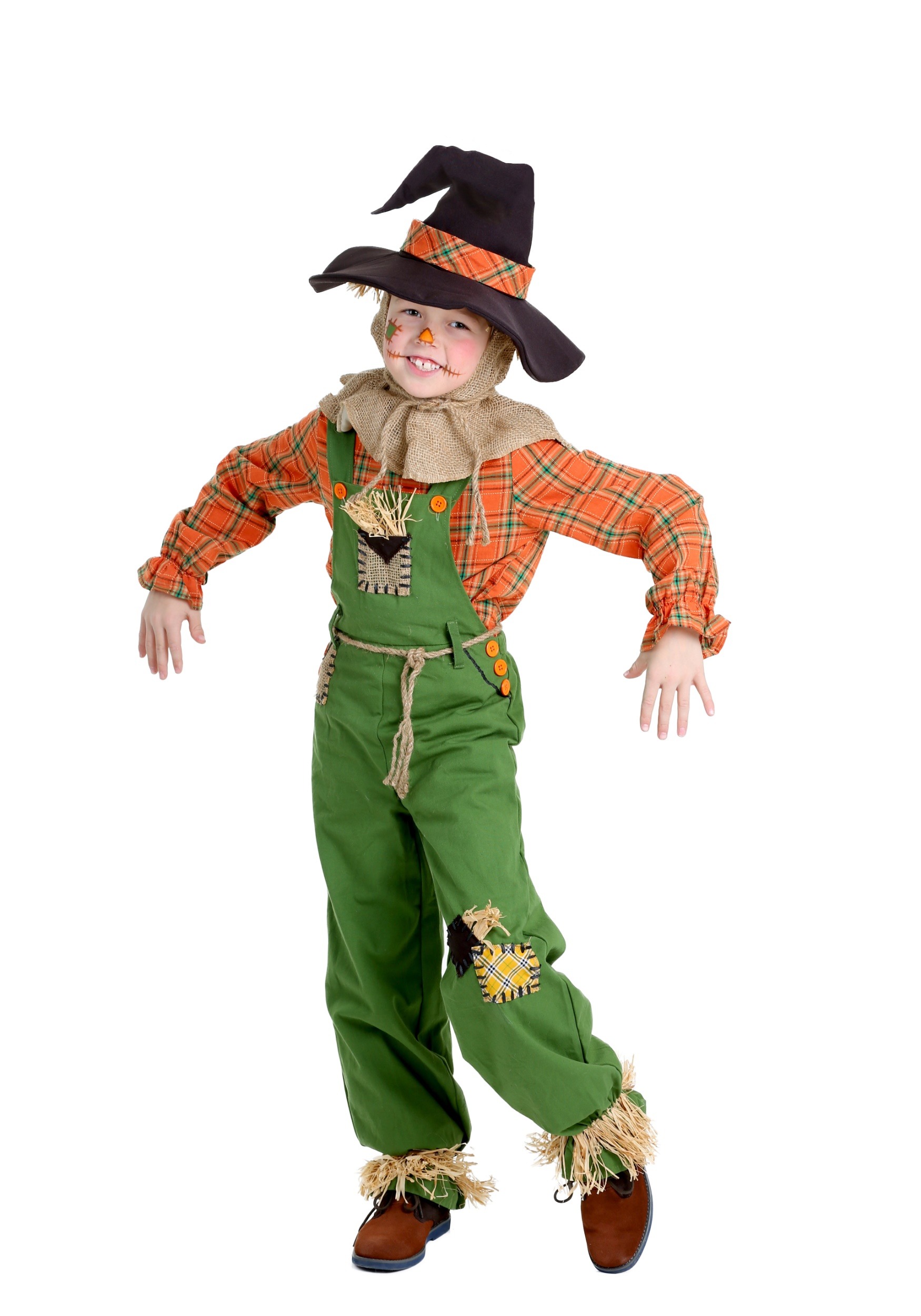 Green Overalls Scarecrow Boy's Costume 2 Green Overalls Scarecrow Boy's Costume