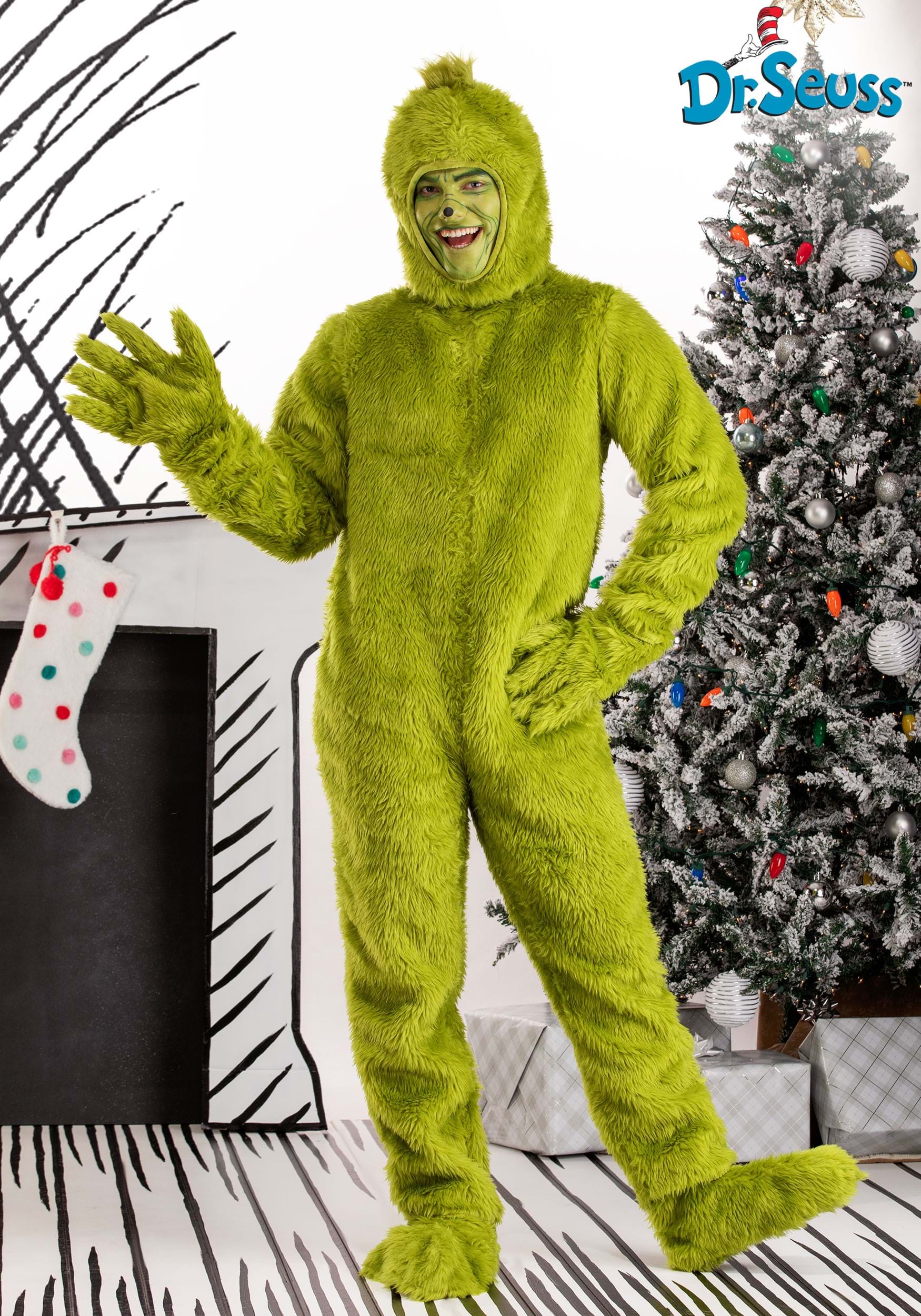 Dr. Seuss Grinch Open Face Costume for Adults 1 Dr. Seuss Grinch Open Face Costume for Adults