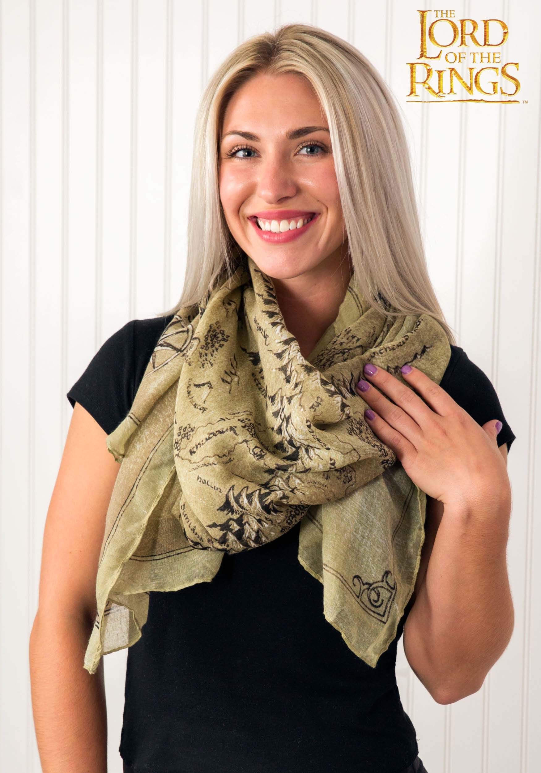 Lord of the Rings Middle Earth Map Lightweight Scarf 1 Lord of the Rings Middle Earth Map Lightweight Scarf