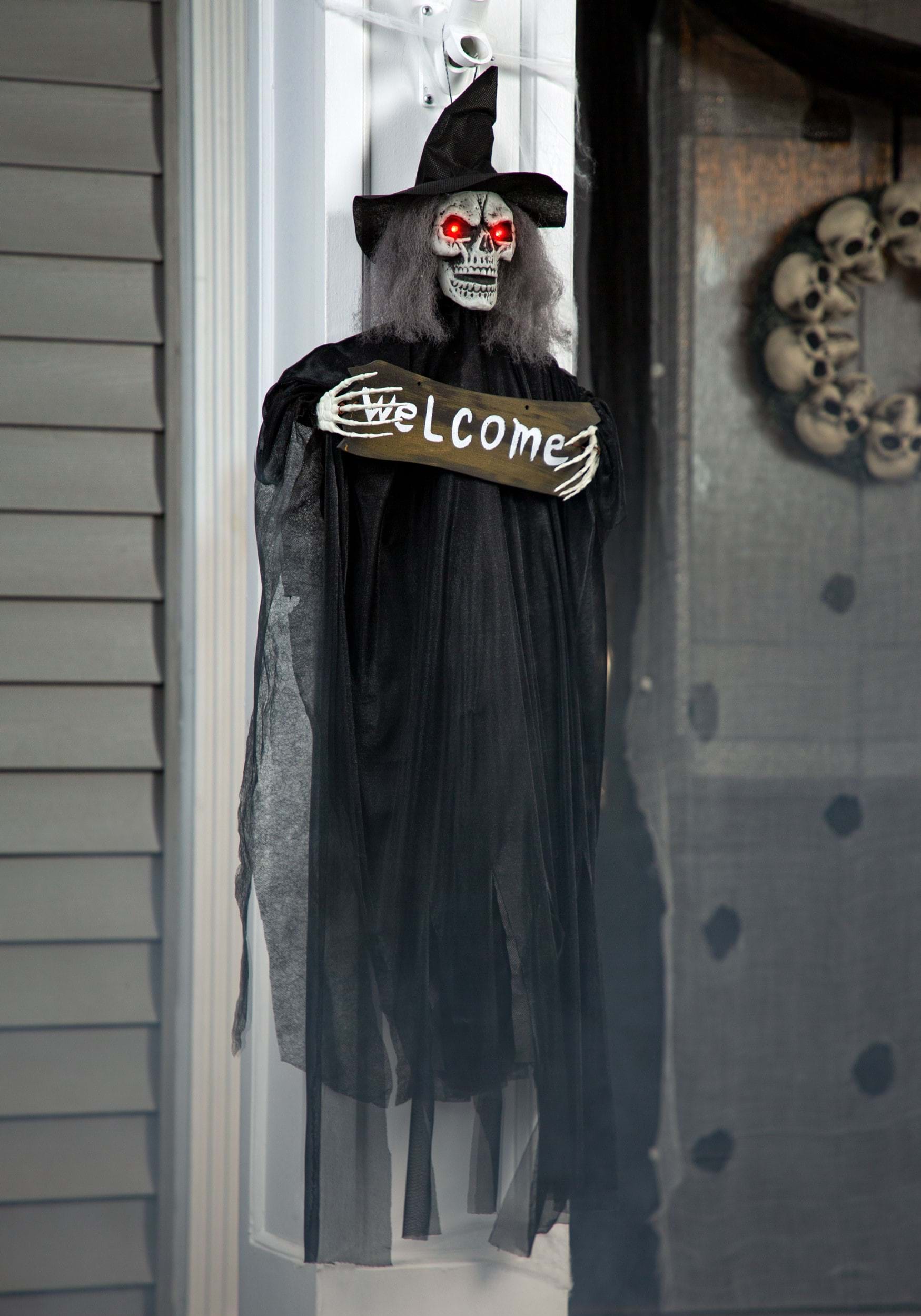 40-Inch Hanging Witch Welcome Halloween Prop