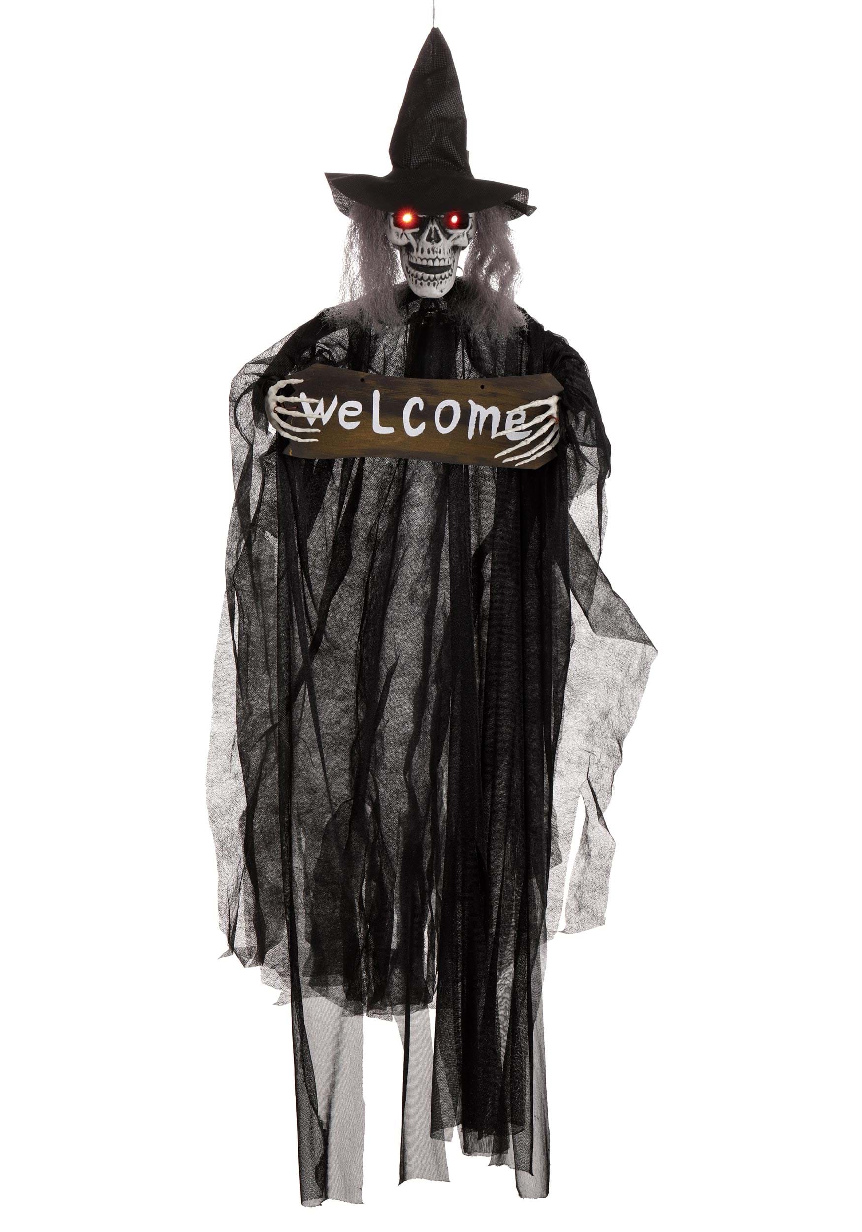 40-Inch Hanging Witch Welcome Halloween Prop