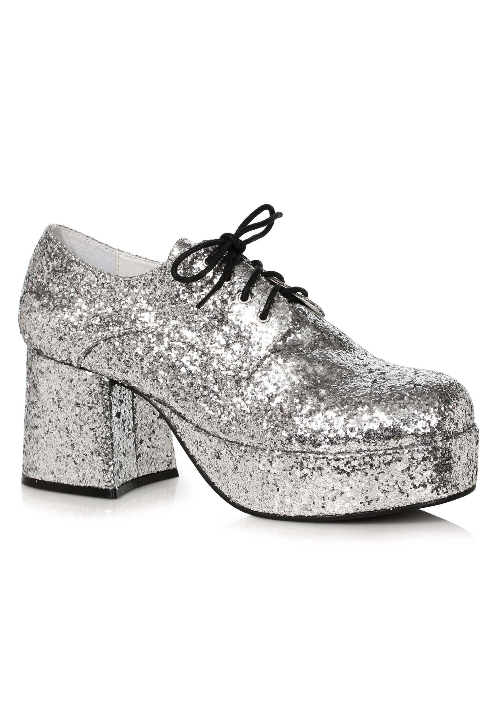 Silver Glitter Platform Shoes for Men 1 Silver Glitter Platform Shoes for Men